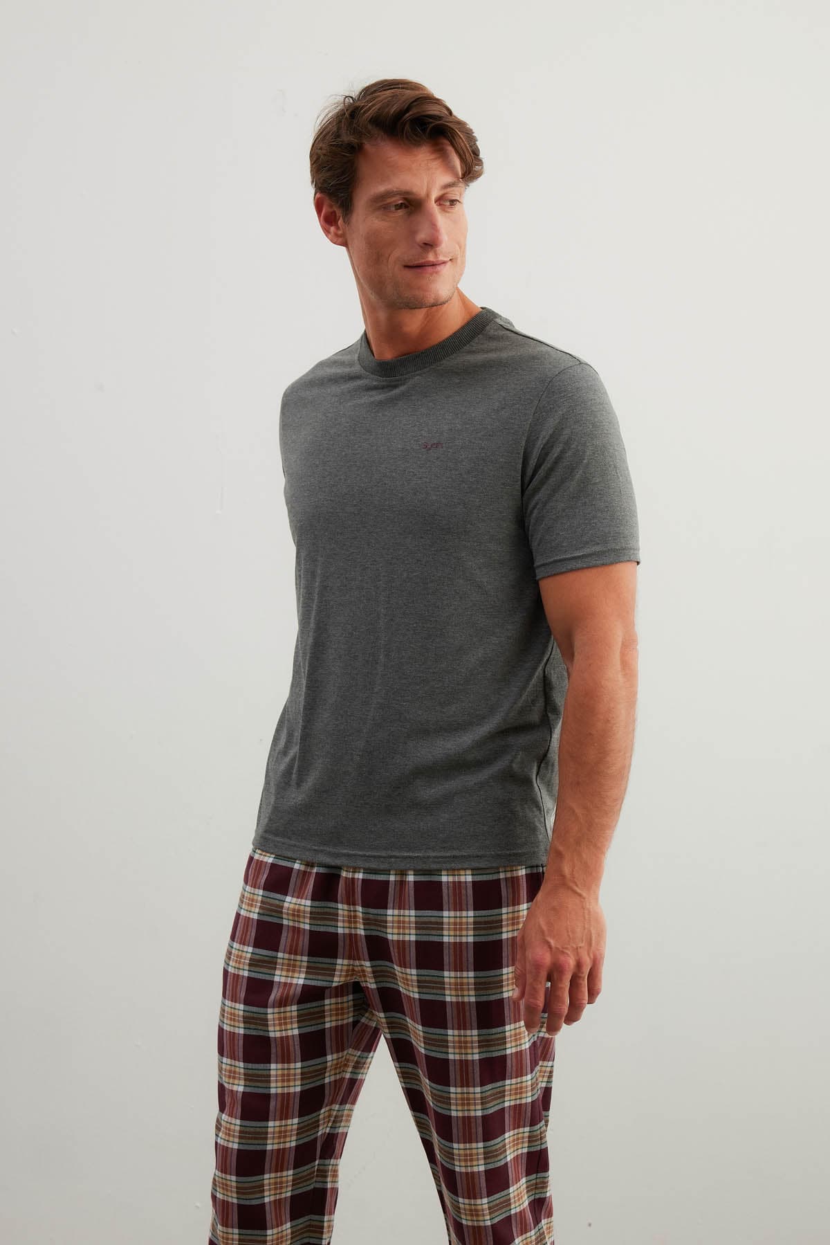 Men's Neutral Cotton Pajama Set — view 4