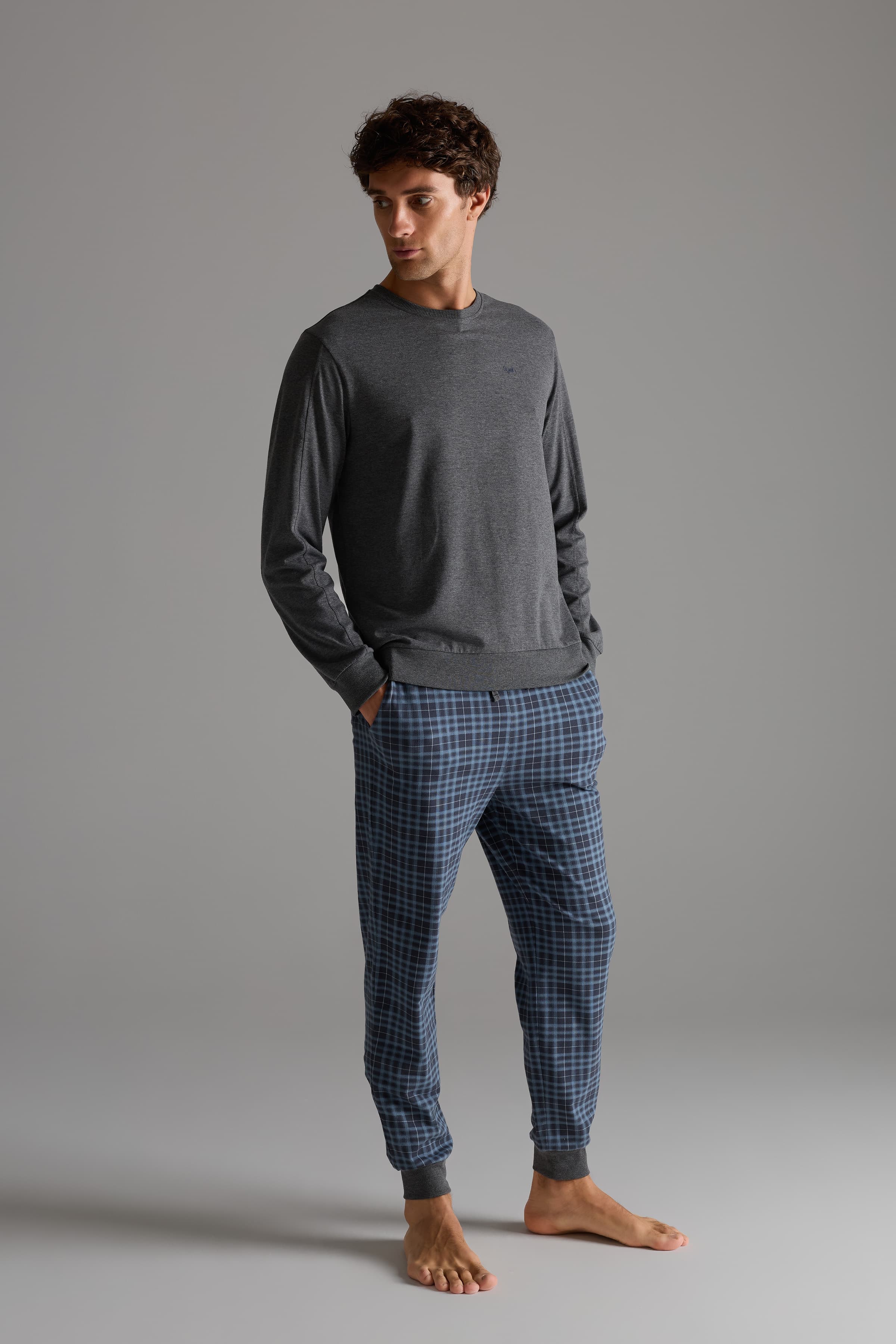Men's Neutral Cotton Pajama Set — view 2