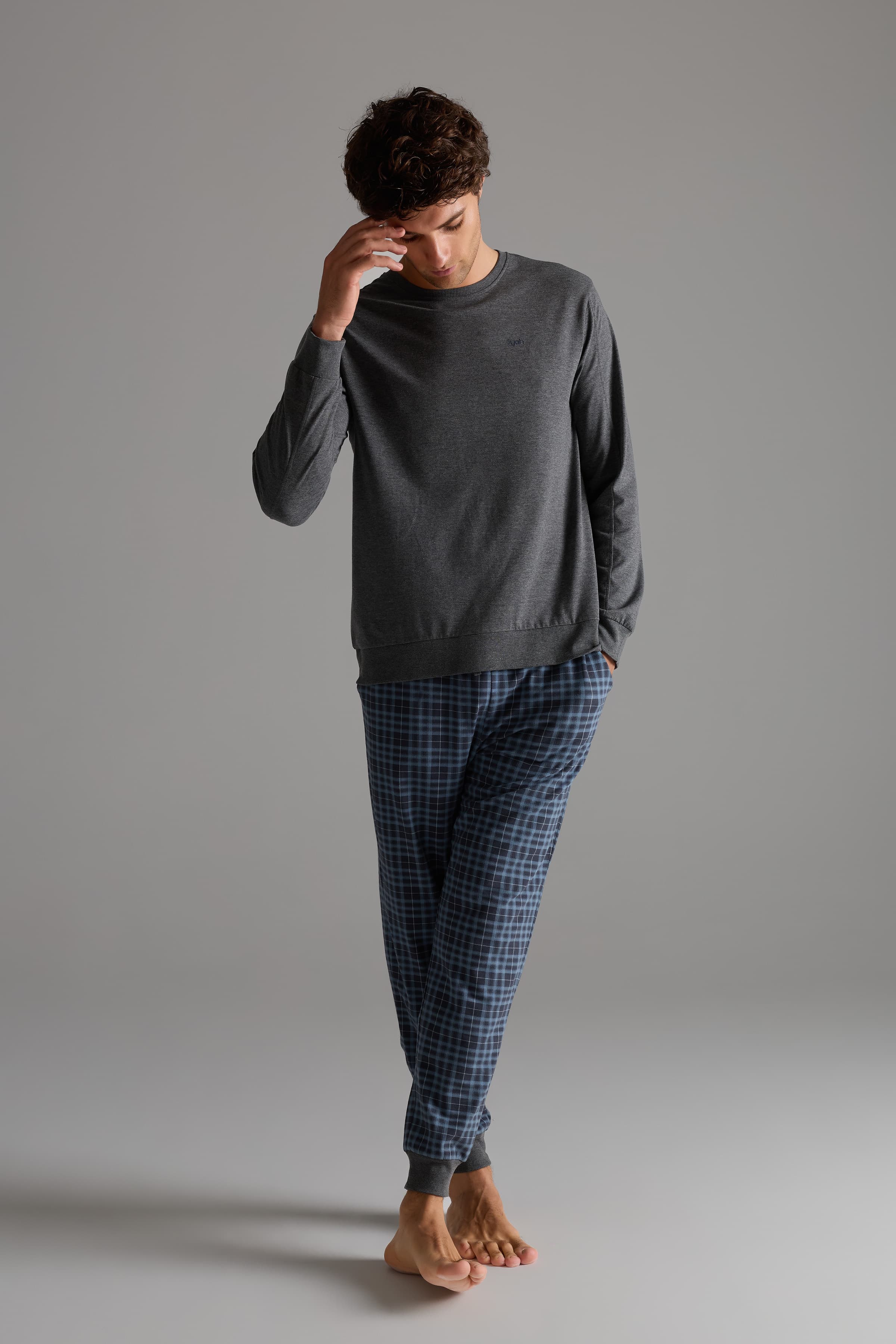 Men's Neutral Cotton Pajama Set — view 3