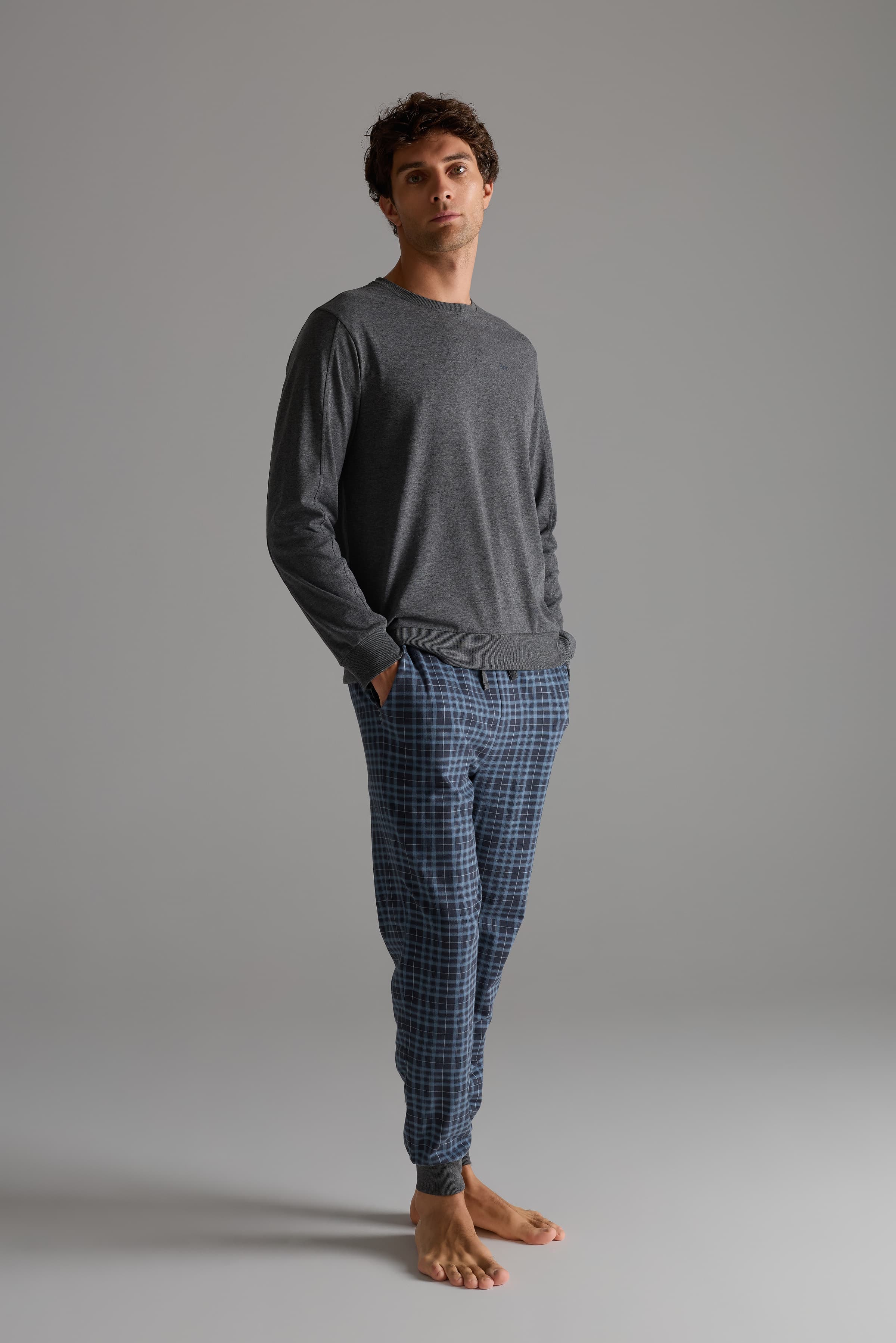 Men's Neutral Cotton Pajama Set — view 4
