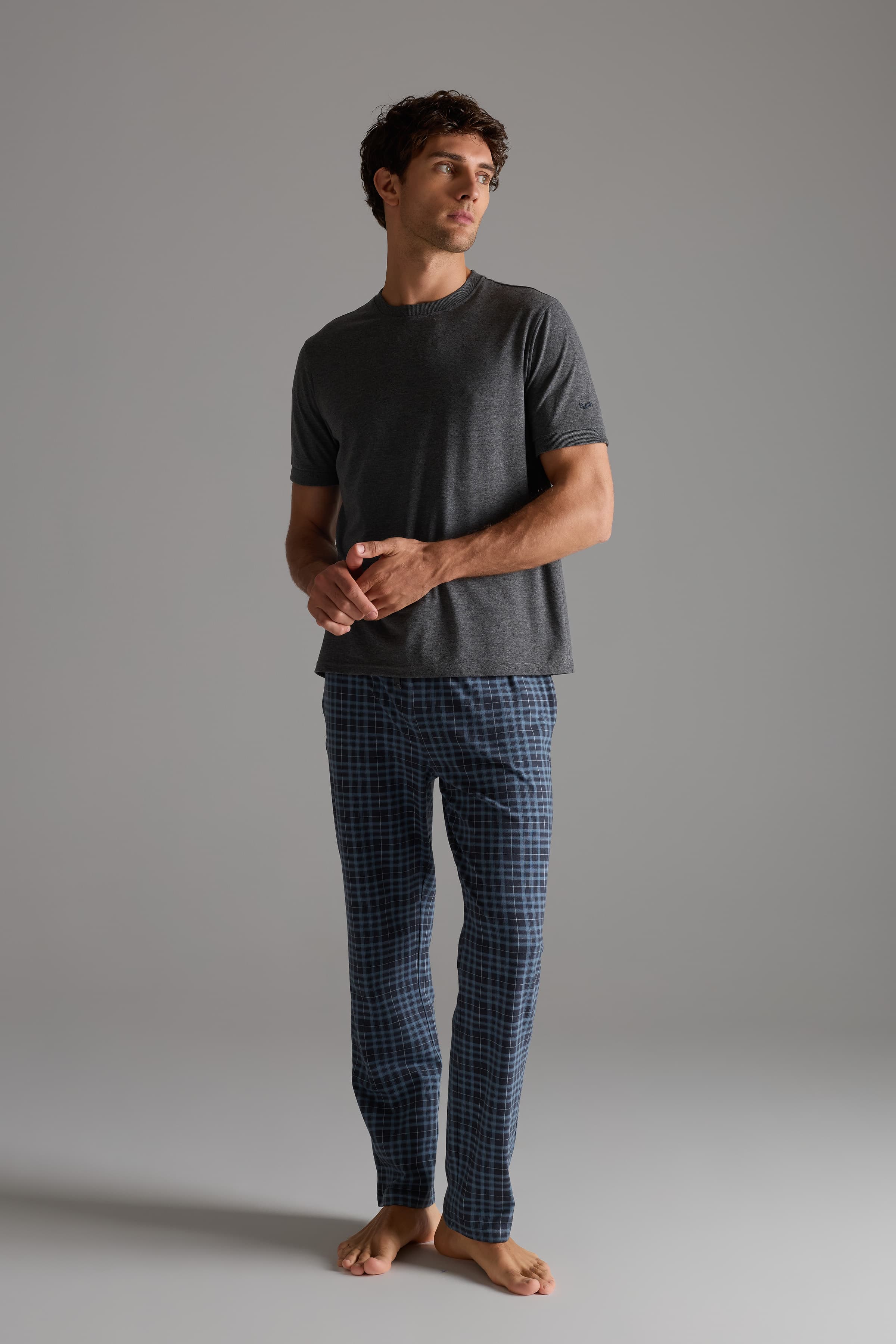 Men's Neutral Cotton Pajama Set — view 1