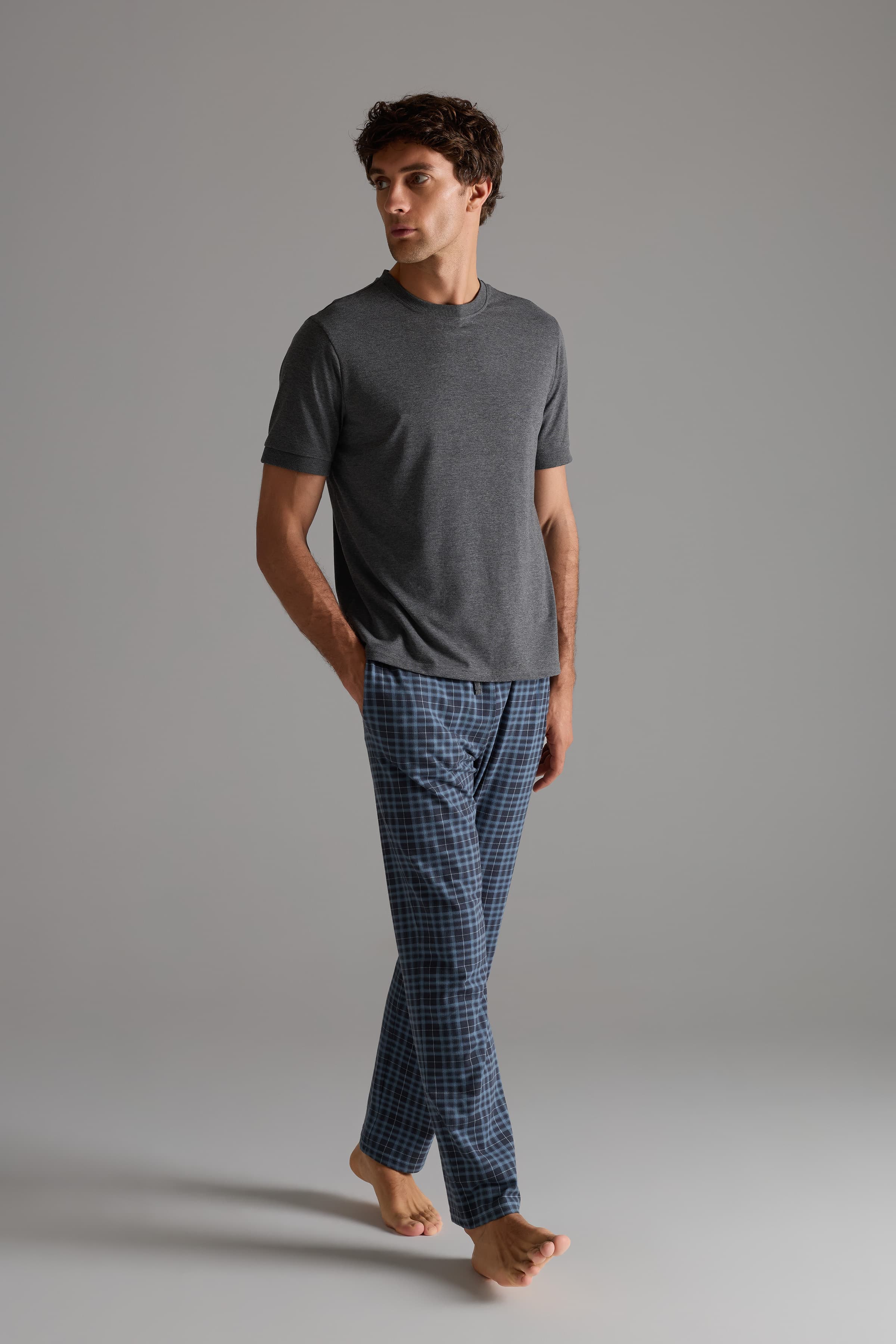 Men's Neutral Cotton Pajama Set — view 3