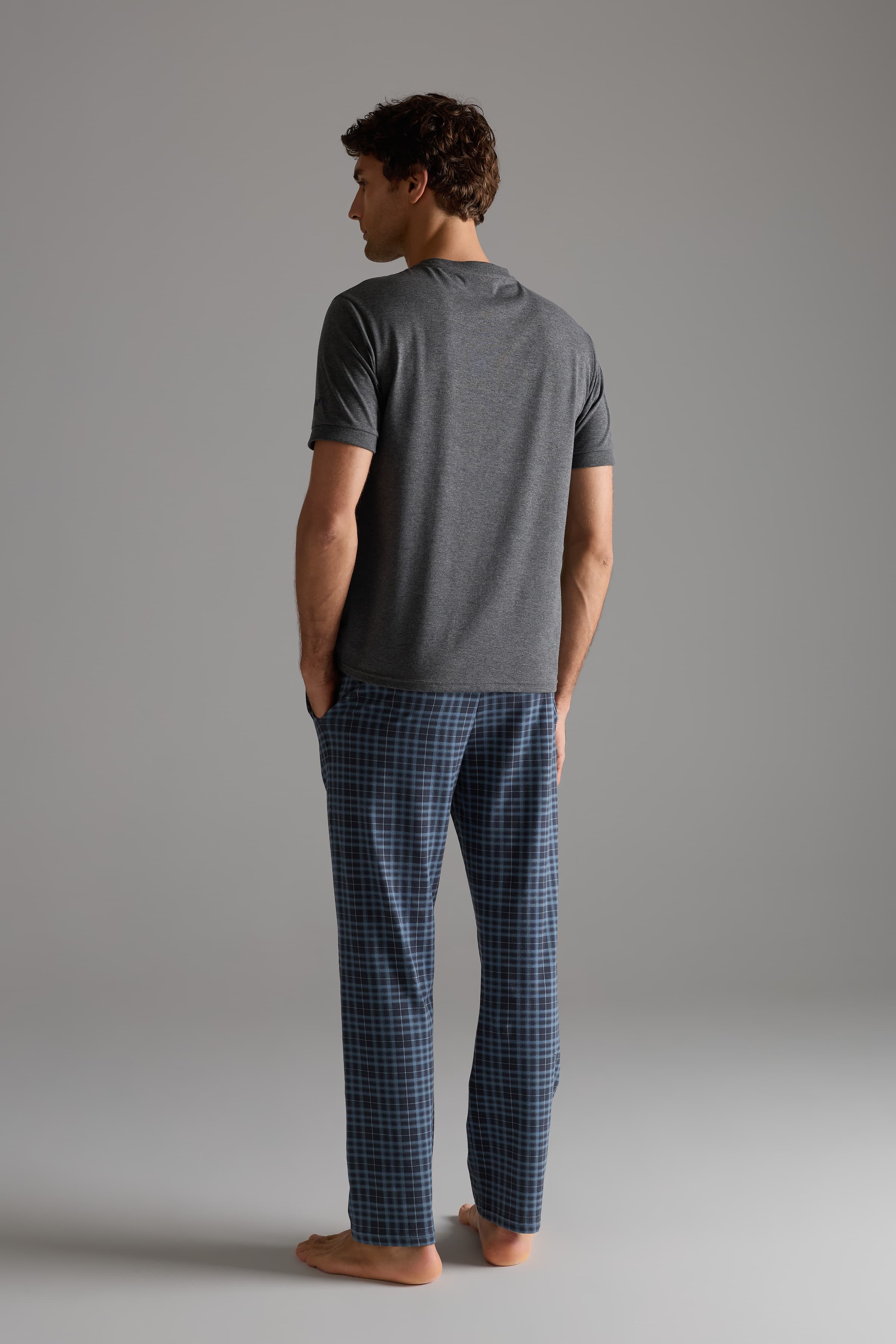 Men's Neutral Cotton Pajama Set — view 4