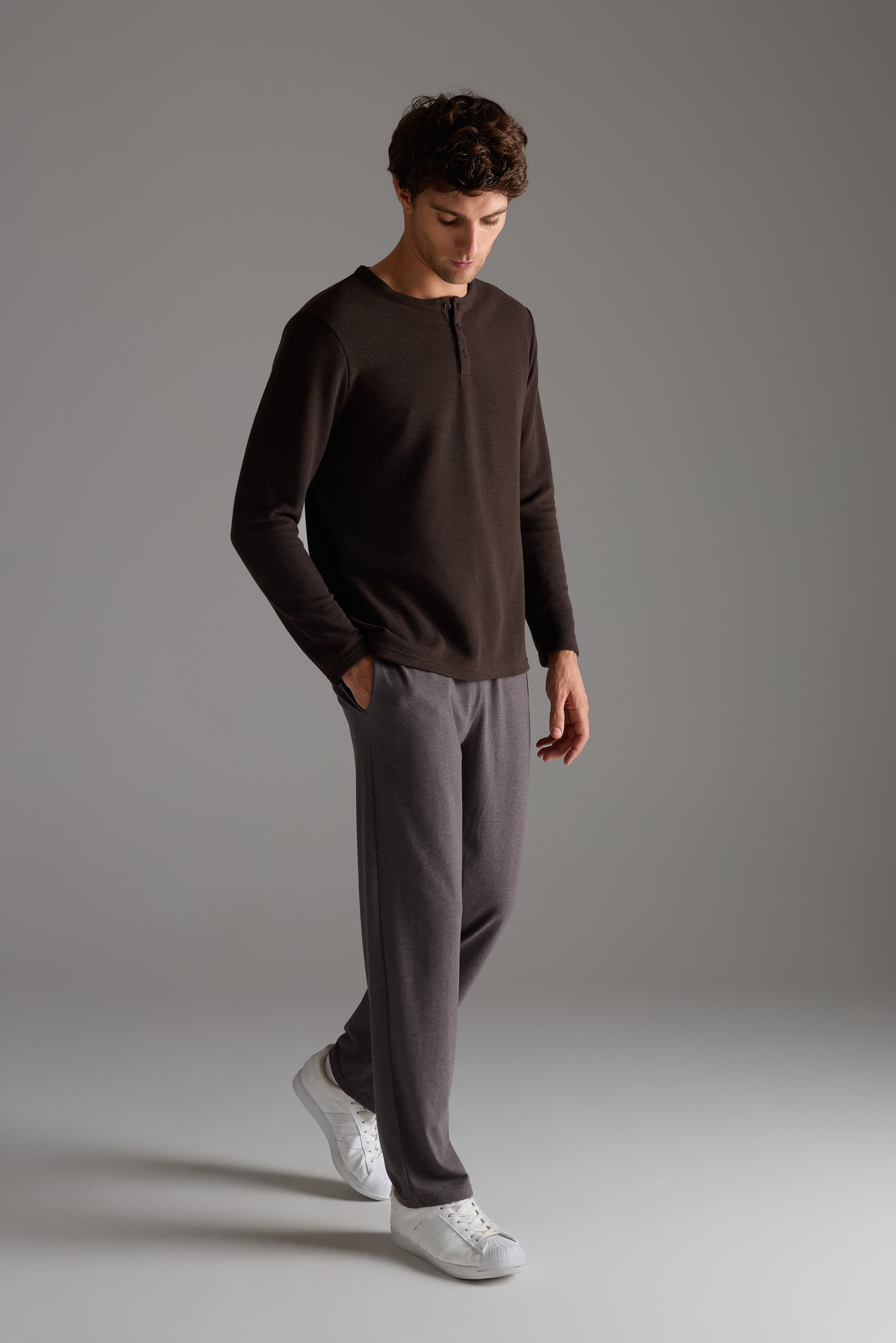 Men's Brown Cotton Lounge Set — view 2