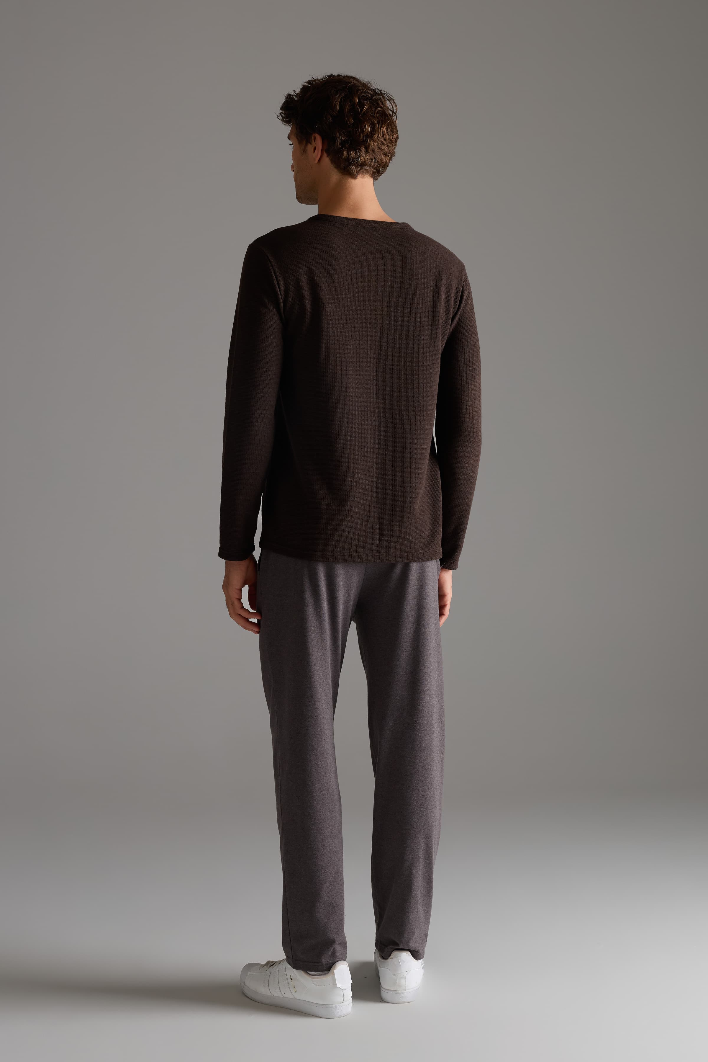 Men's Brown Cotton Lounge Set — view 4