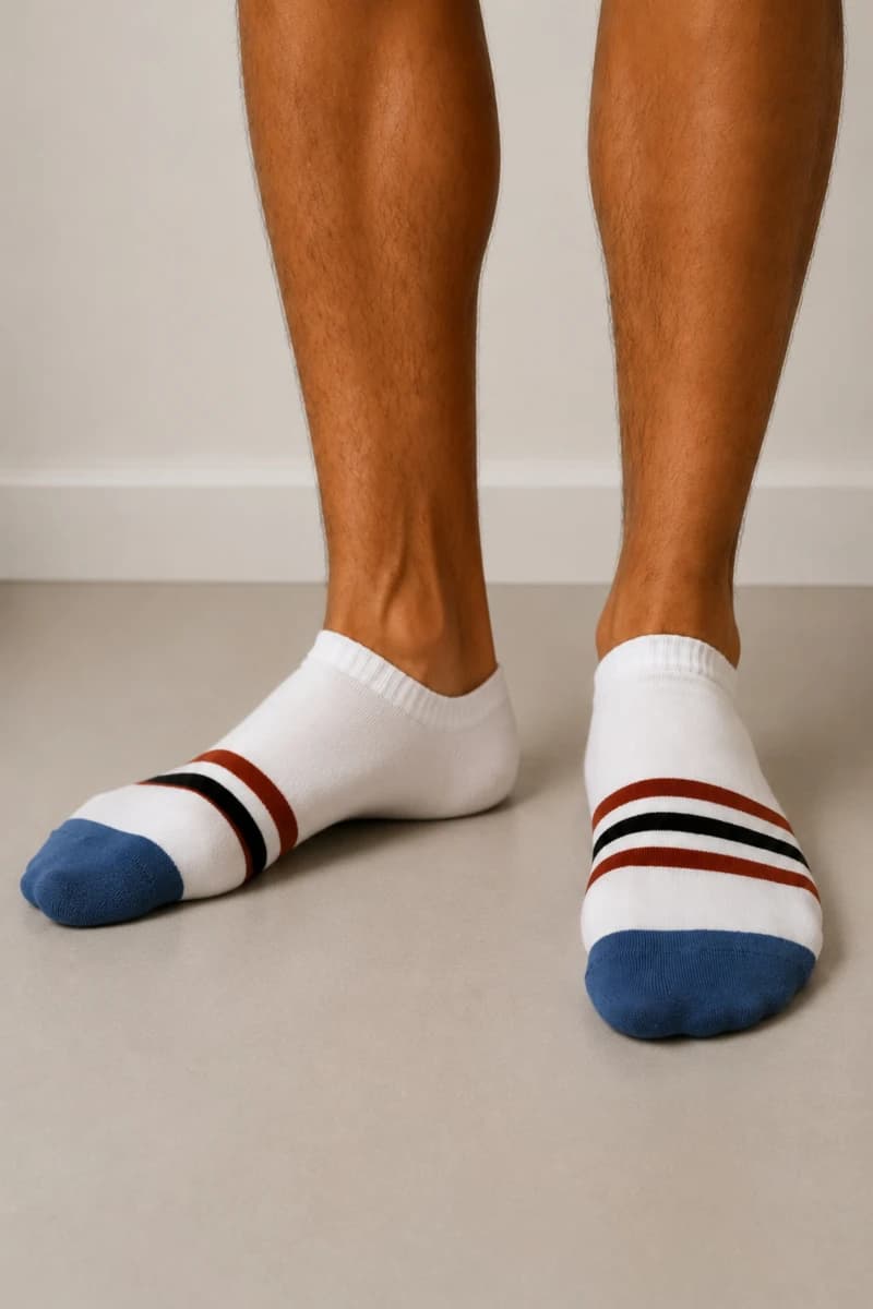 Men's White Striped Bamboo Socks — view 1