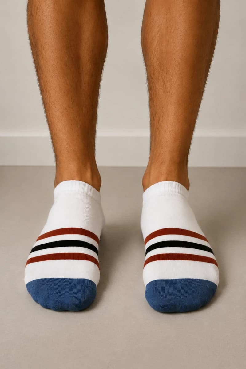 Men's White Striped Bamboo Socks — view 2