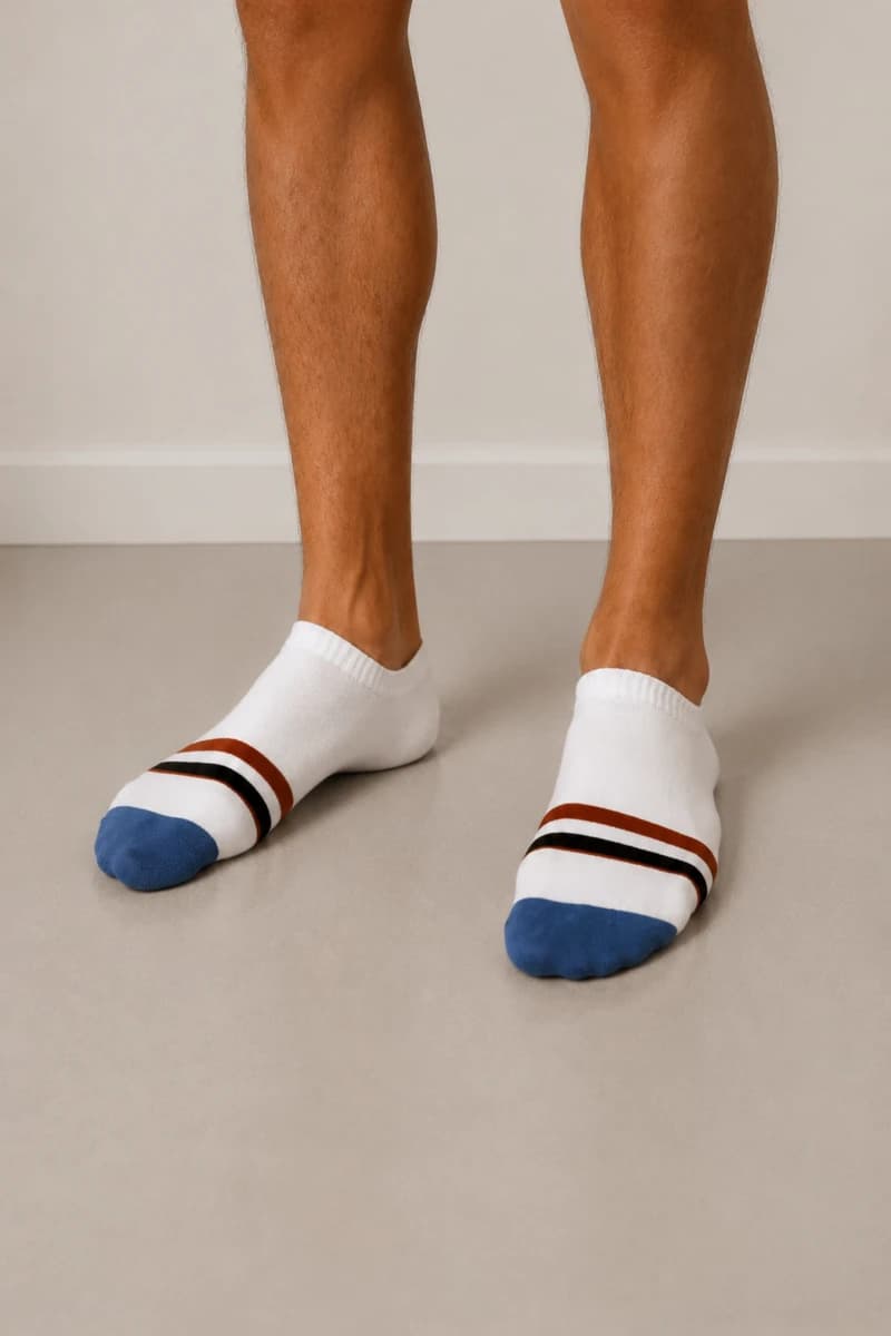 Men's White Striped Bamboo Socks — view 3