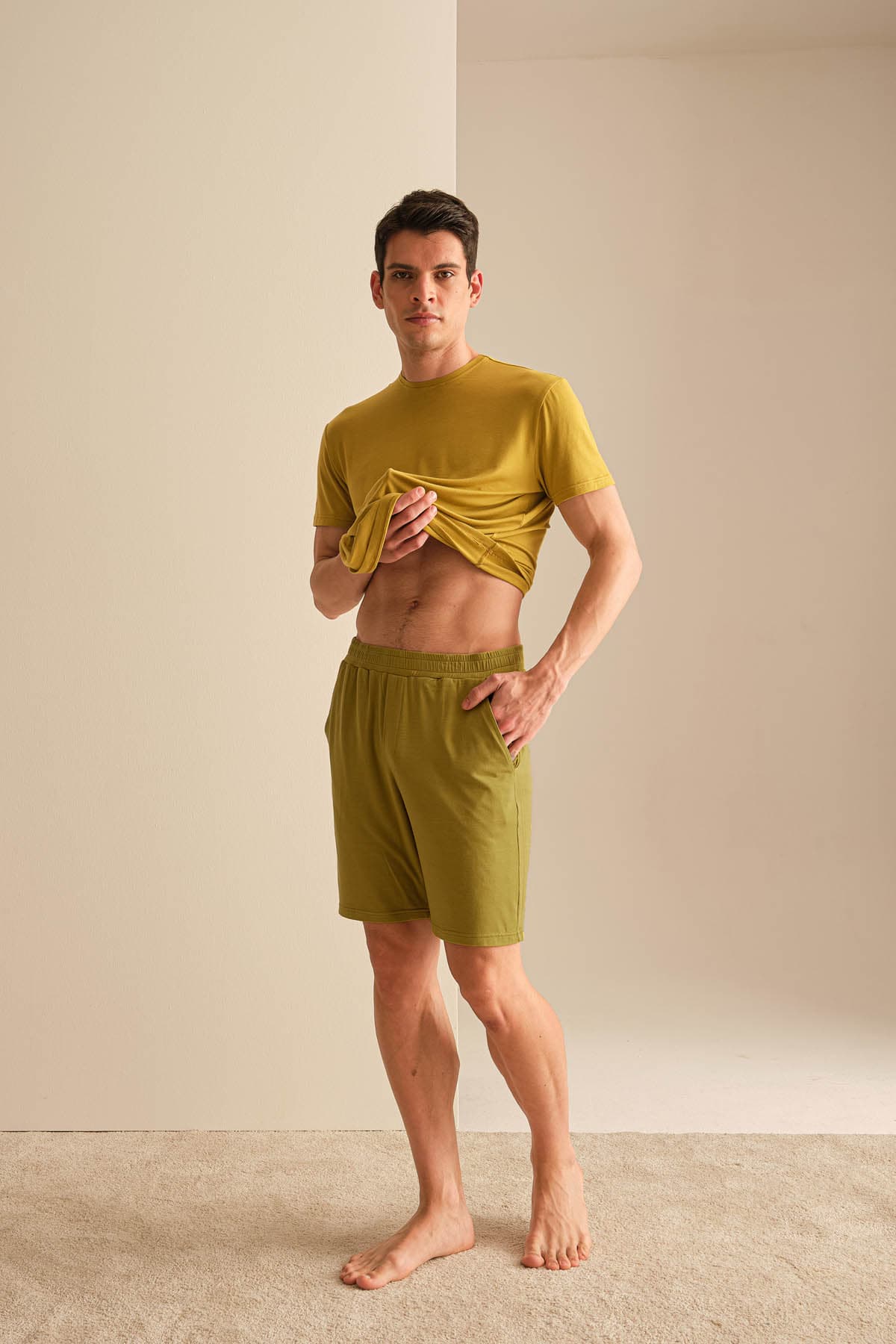 Men's Green Modal Shorts — view 1