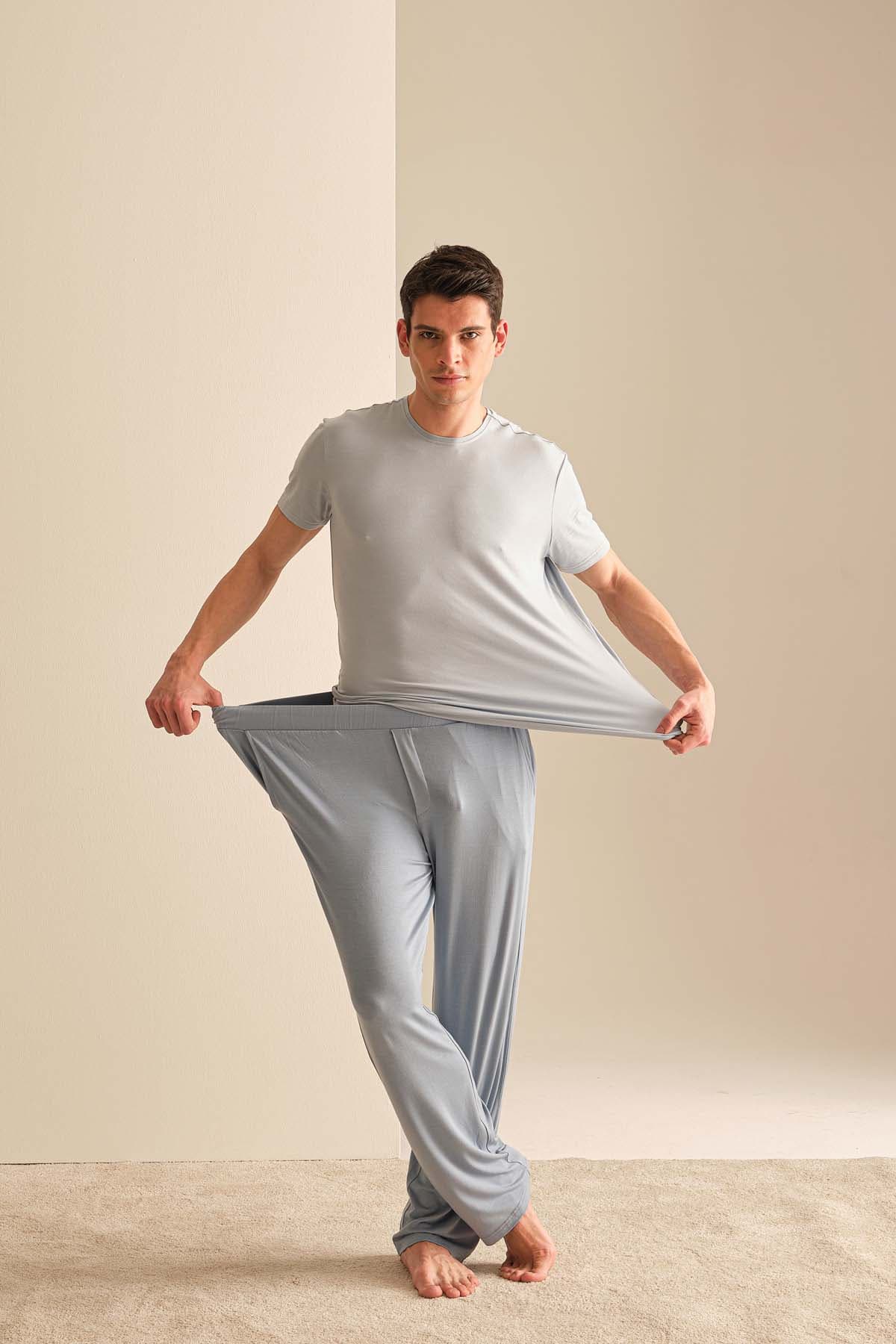 Men's Blue Modal Trousers — view 2