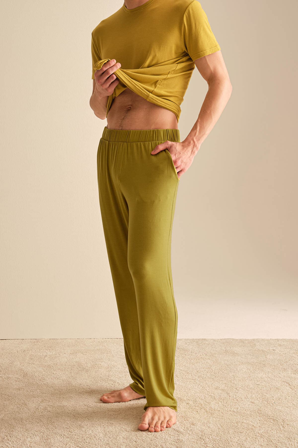 Men's Green Modal Trousers — view 3