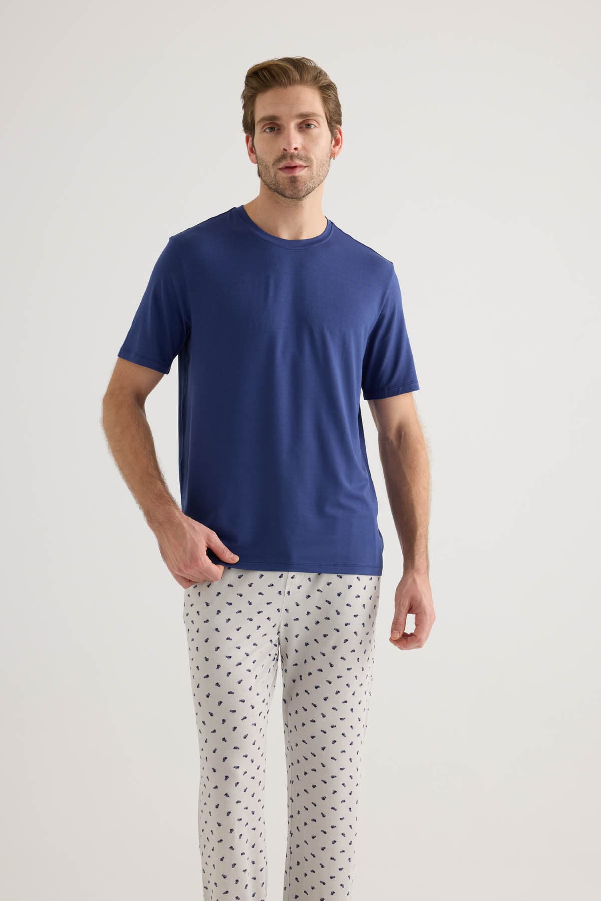 Men's Navy Modal Pajama Set — view 3