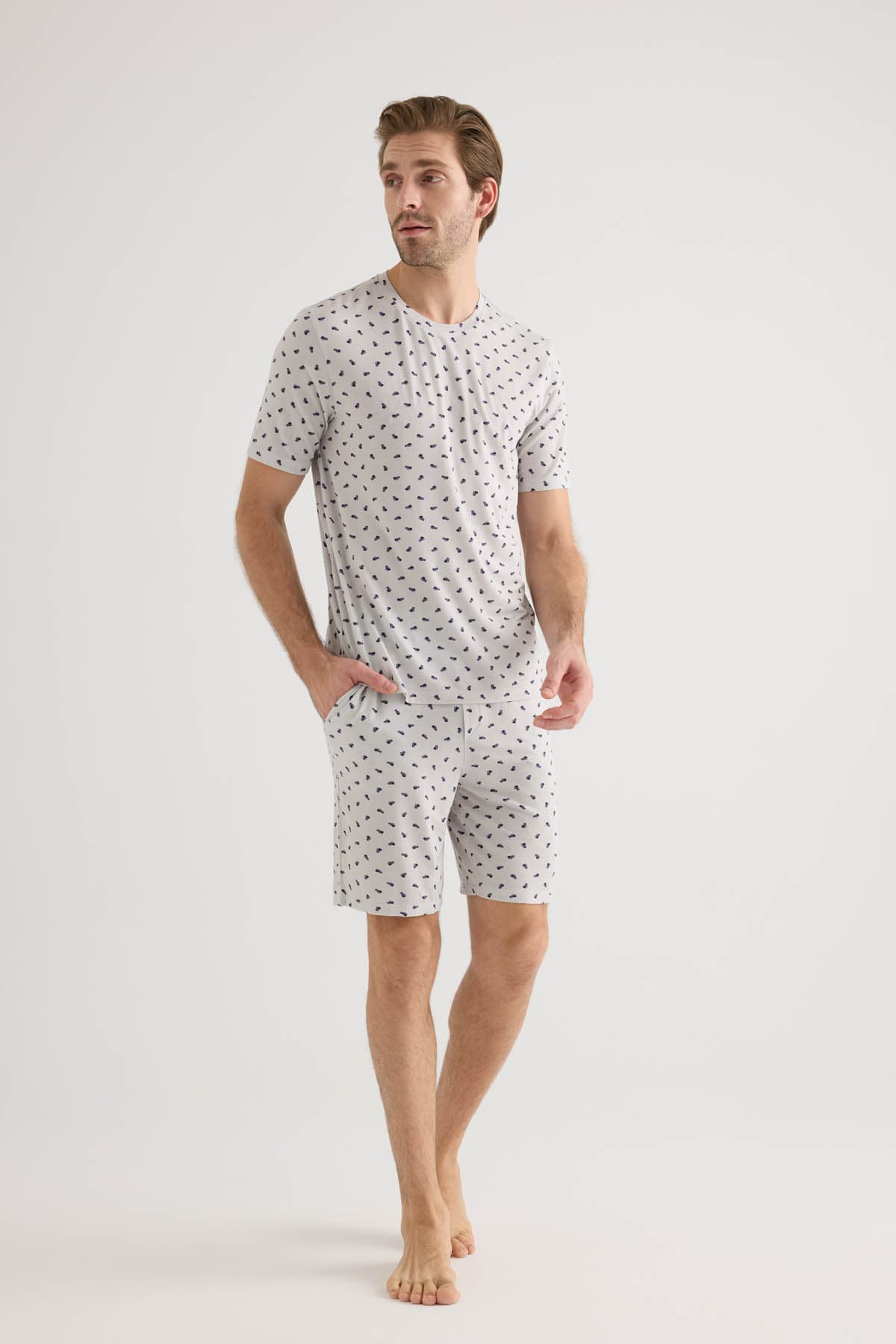 Men's Neutral Printed Modal Pajama Set — view 2