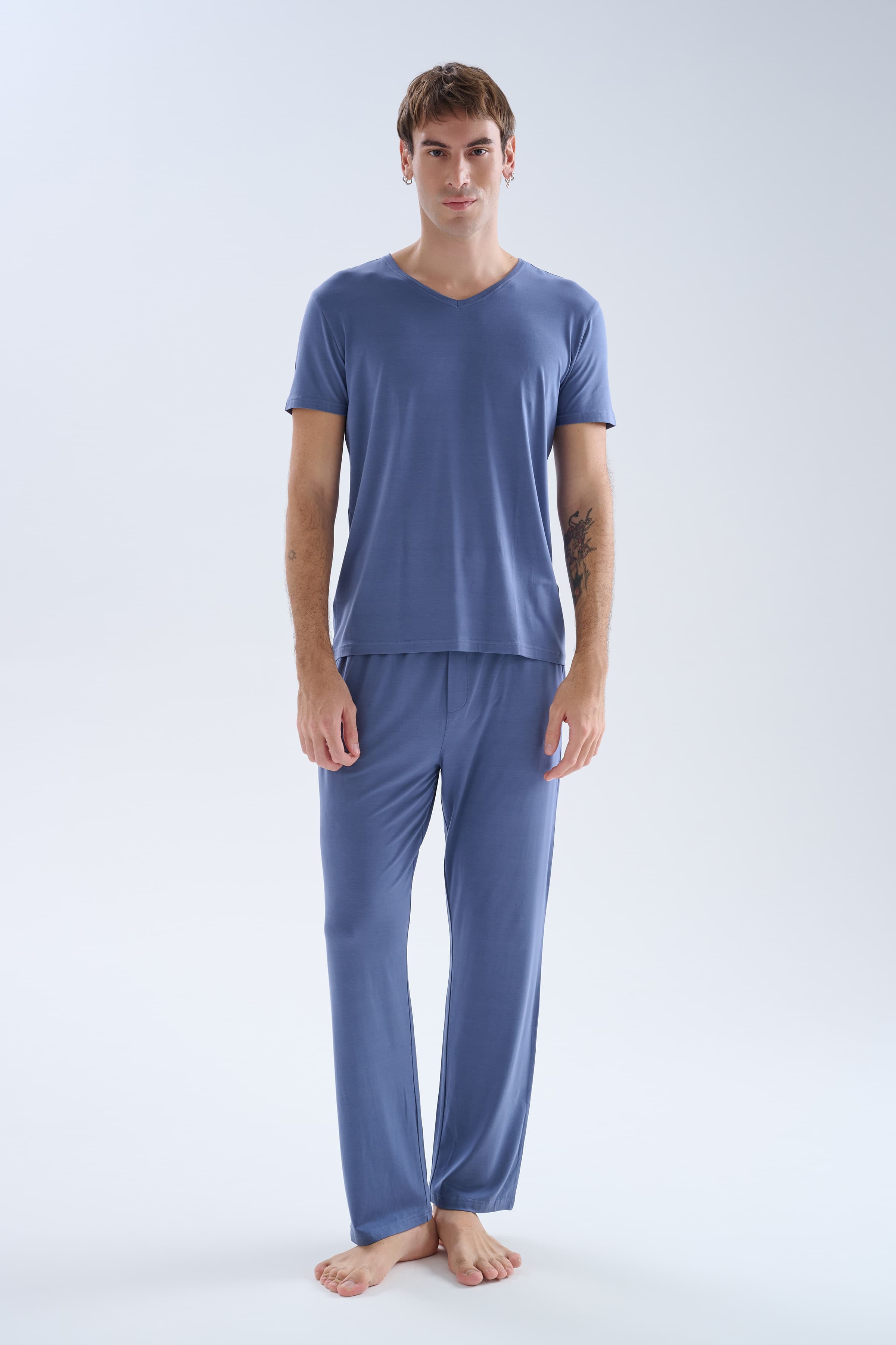 Men's Blue Modal Trousers — view 2