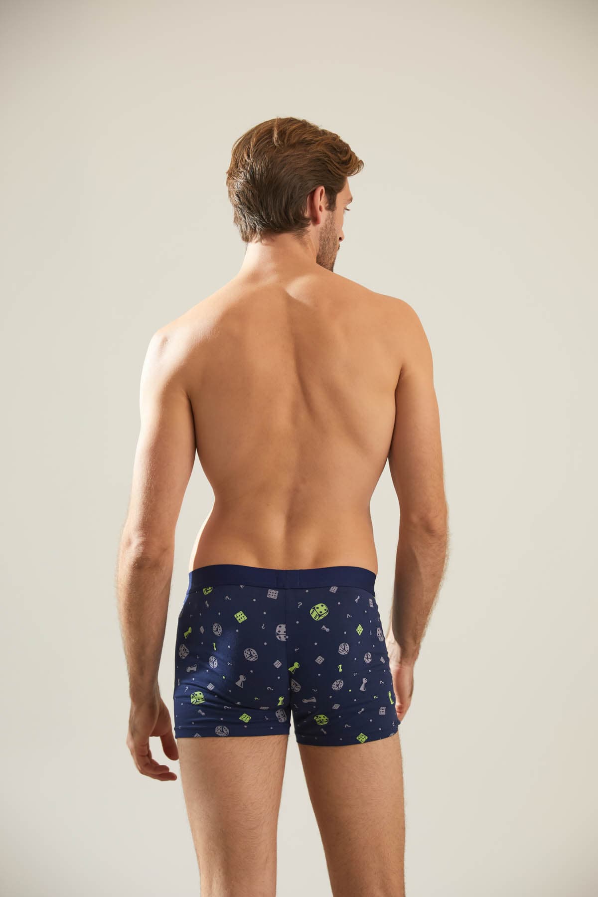Men's Navy Printed Cotton Boxer — view 1