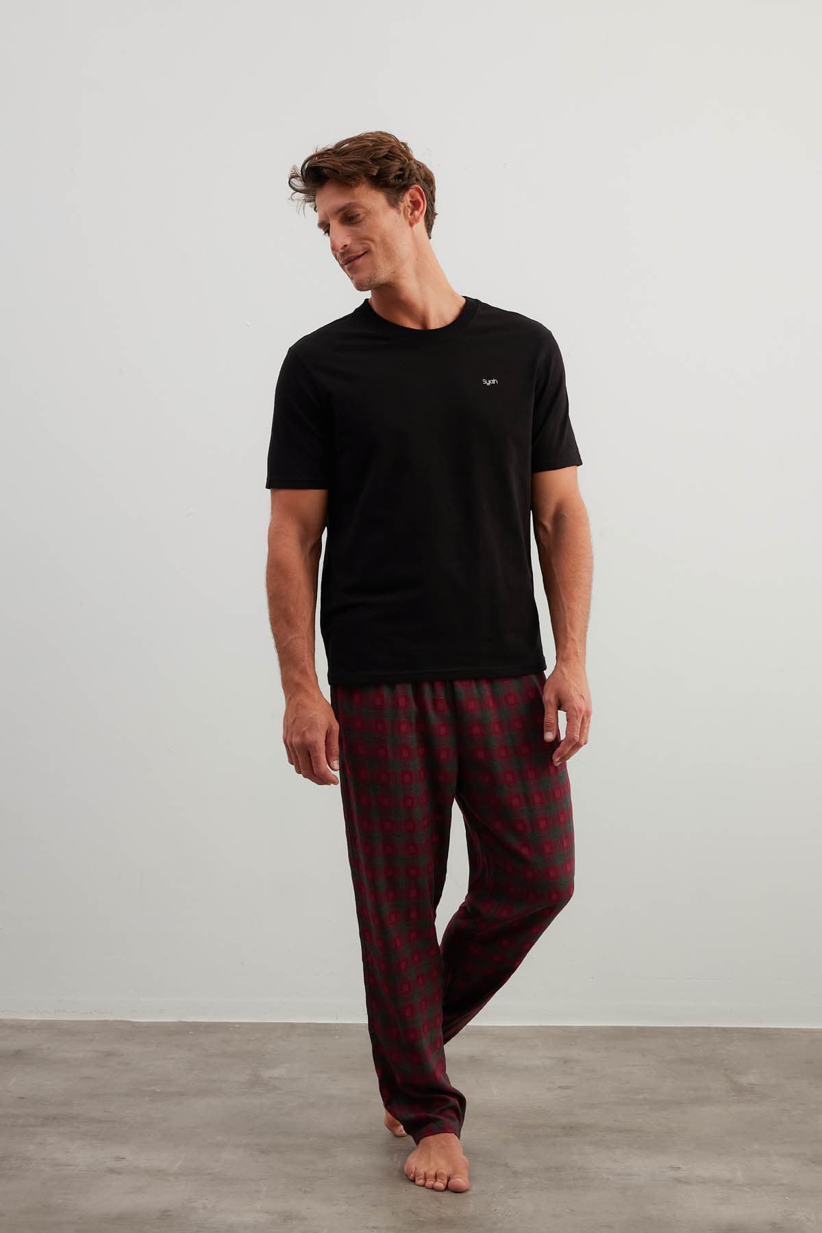 Men's Black Cotton Pajama Set — view 1