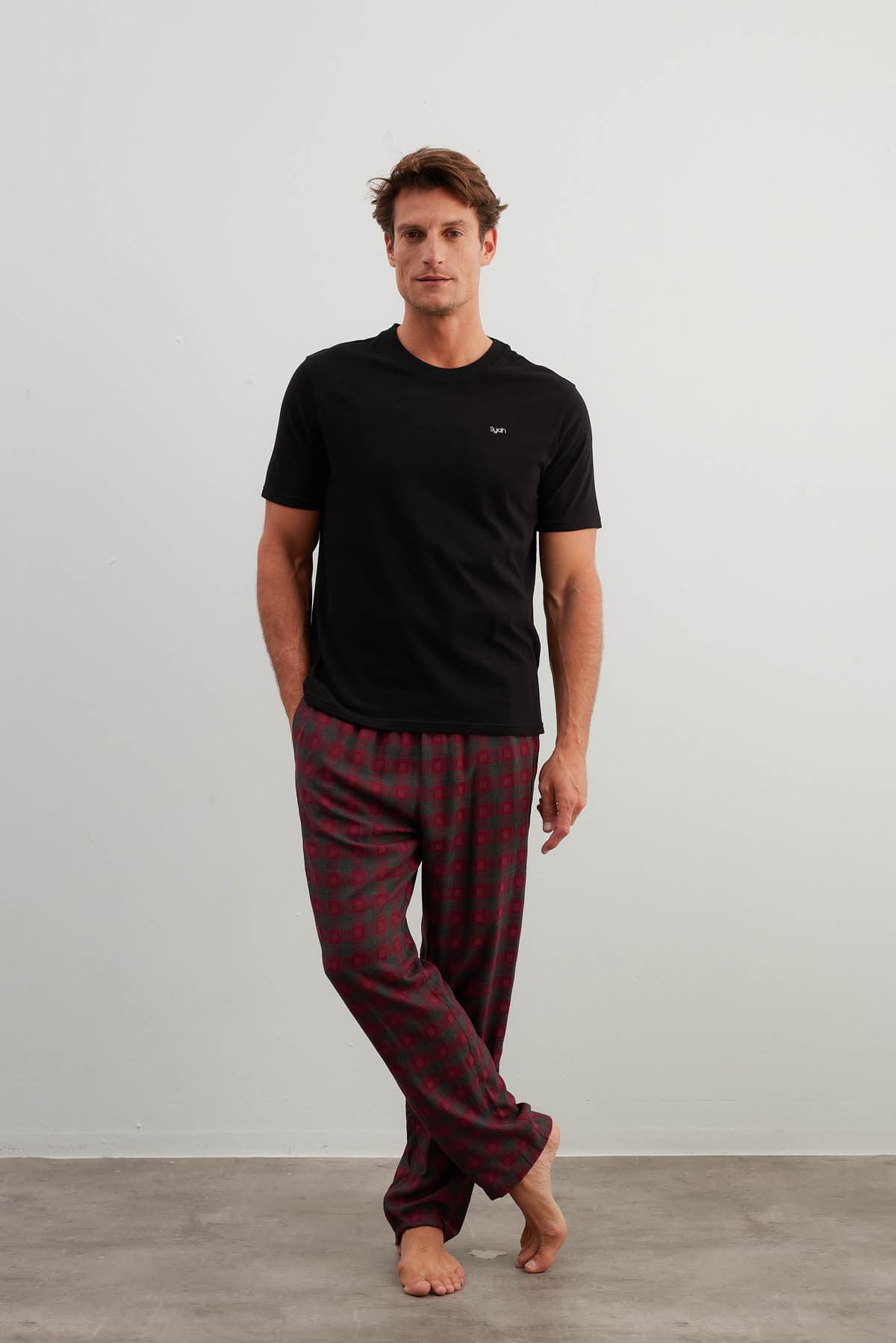 Men's Black Cotton Pajama Set — view 2