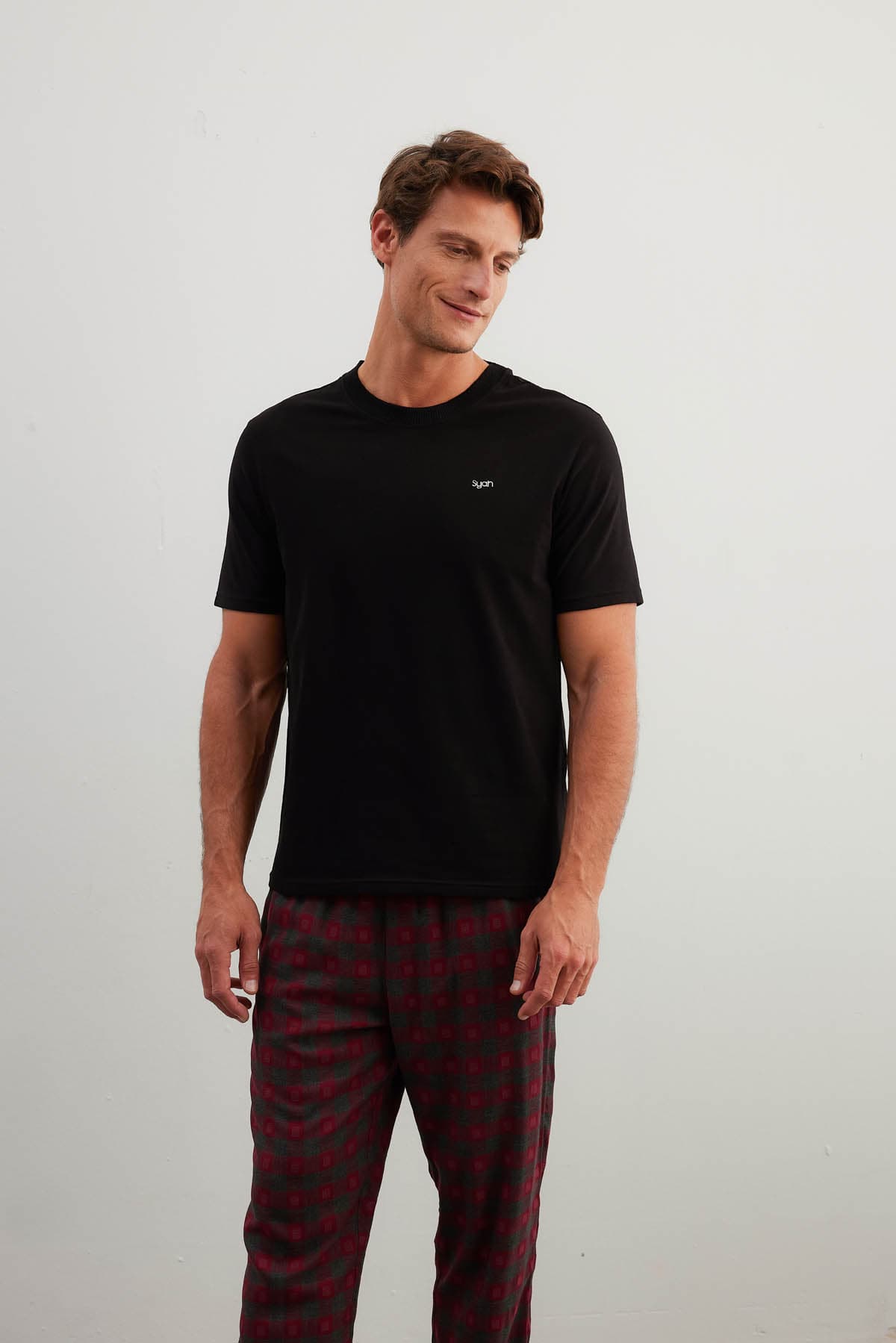 Men's Black Cotton Pajama Set — view 4