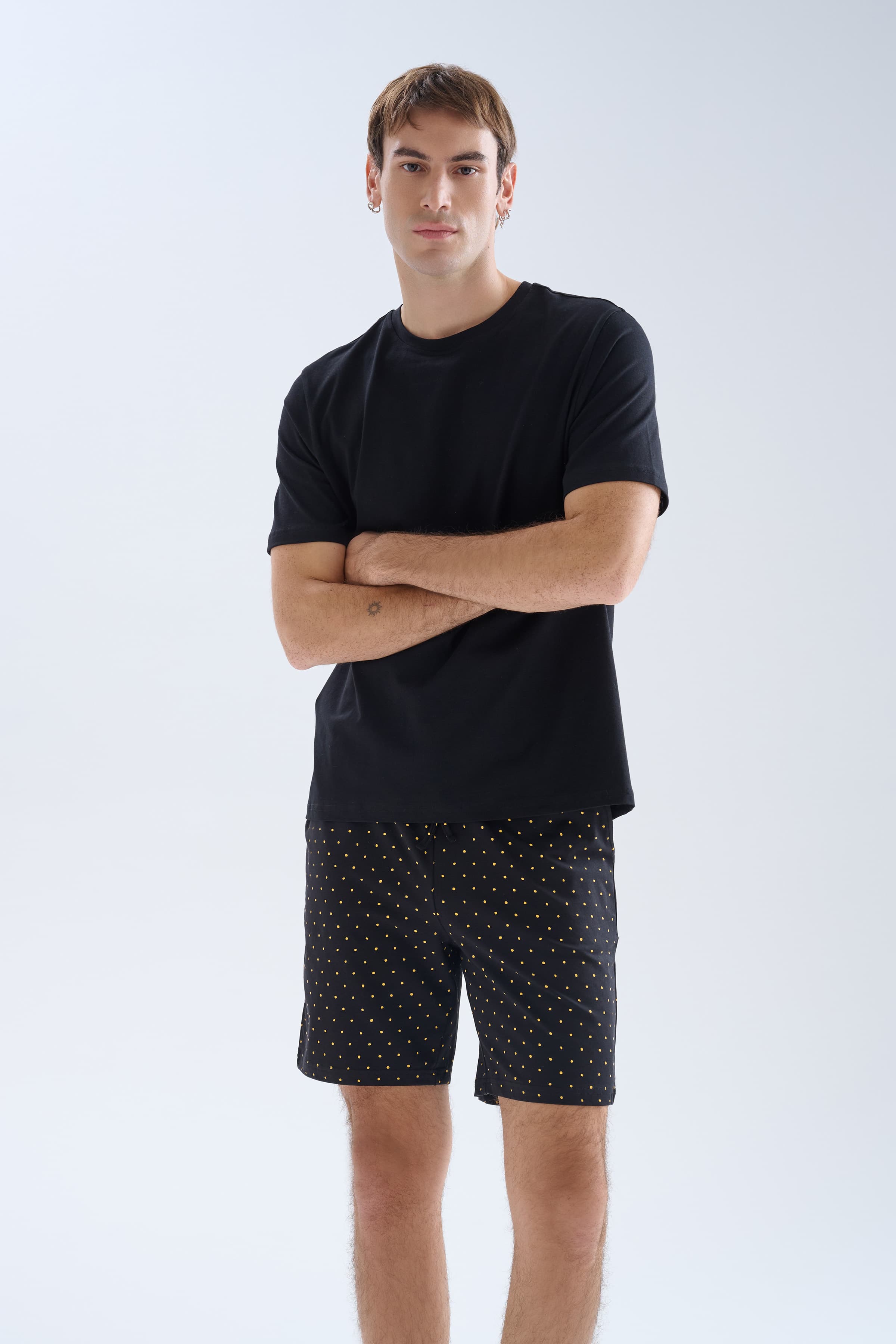 Men's Black Cotton Pajama Set — view 3