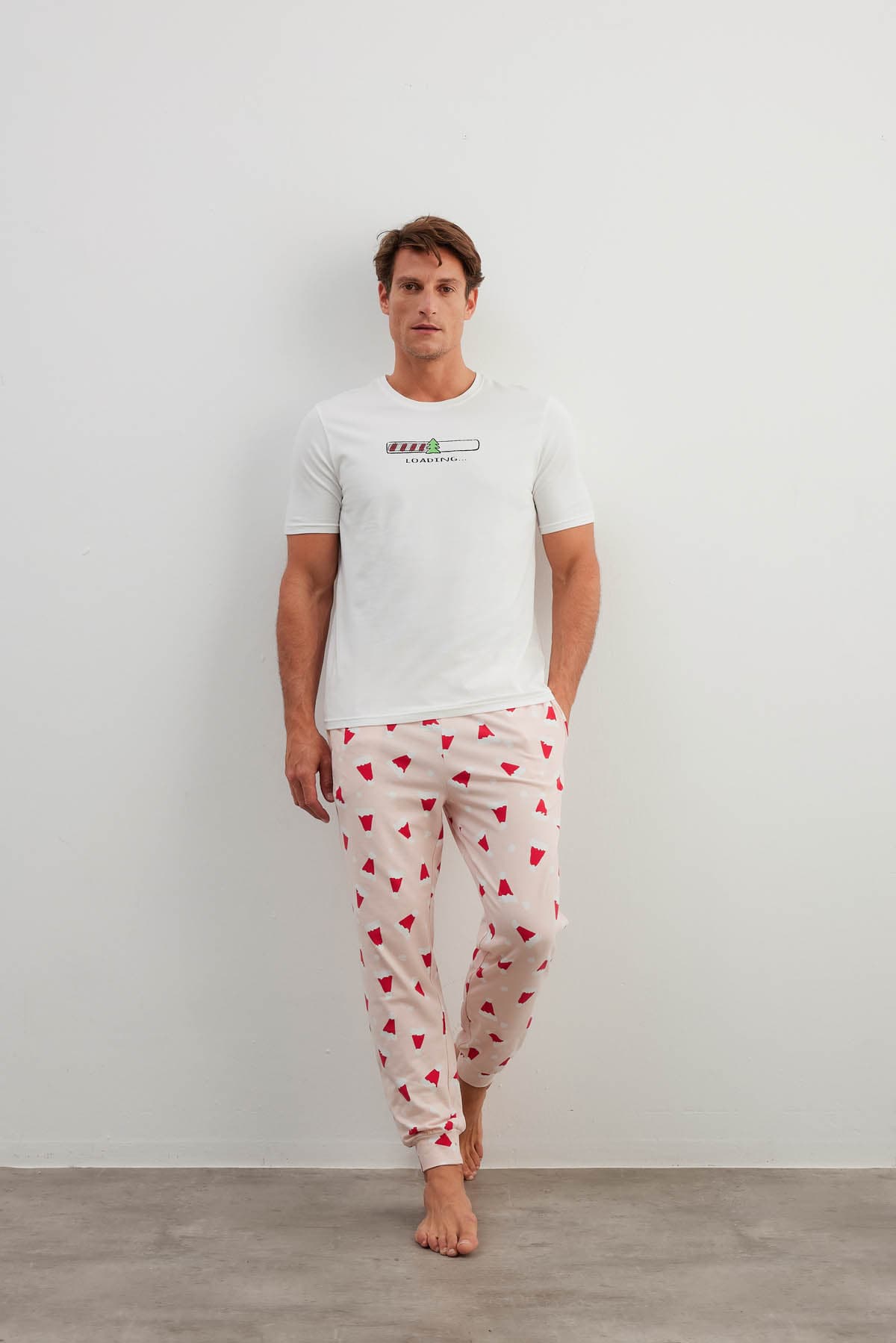 Men's Ecru Cotton Pajama Set — view 1
