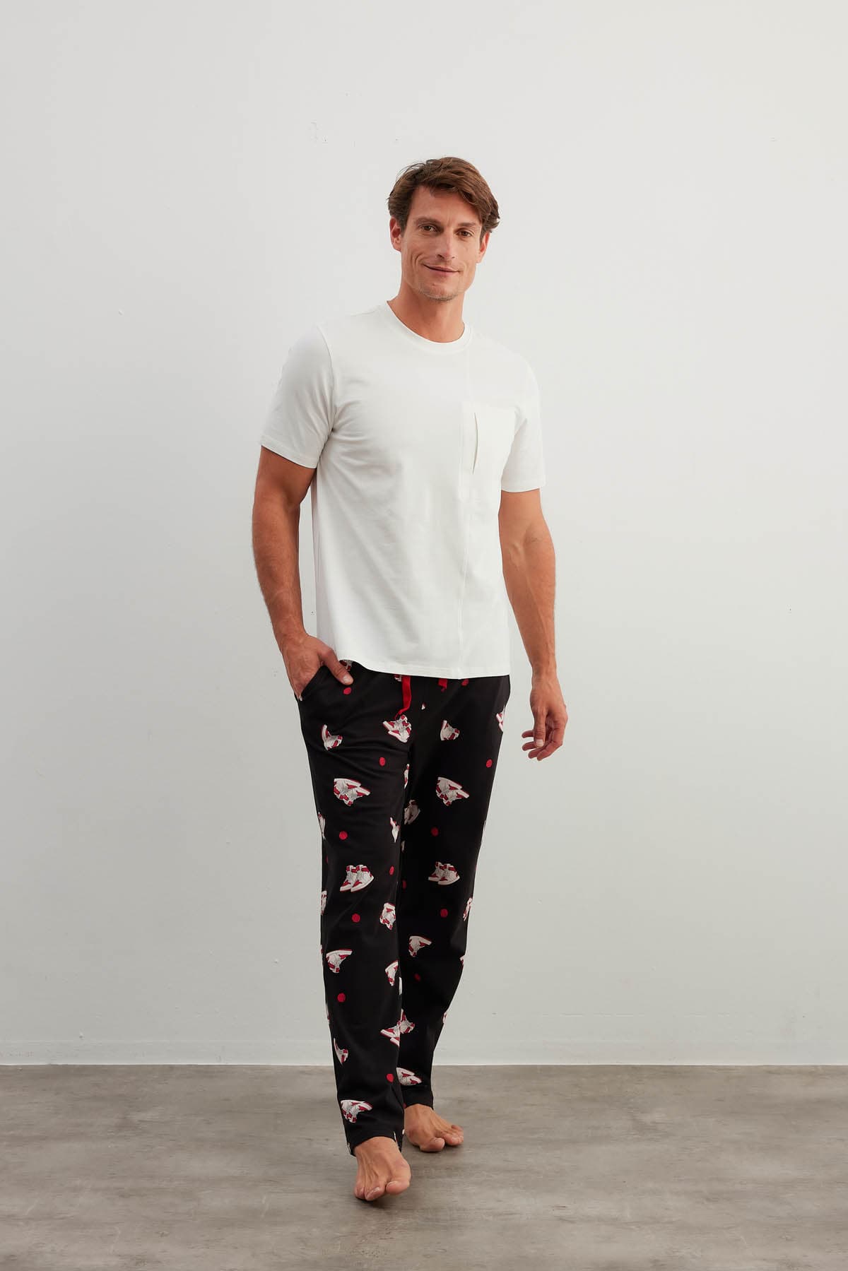 Men's Ecru Cotton Pajama Set — view 3