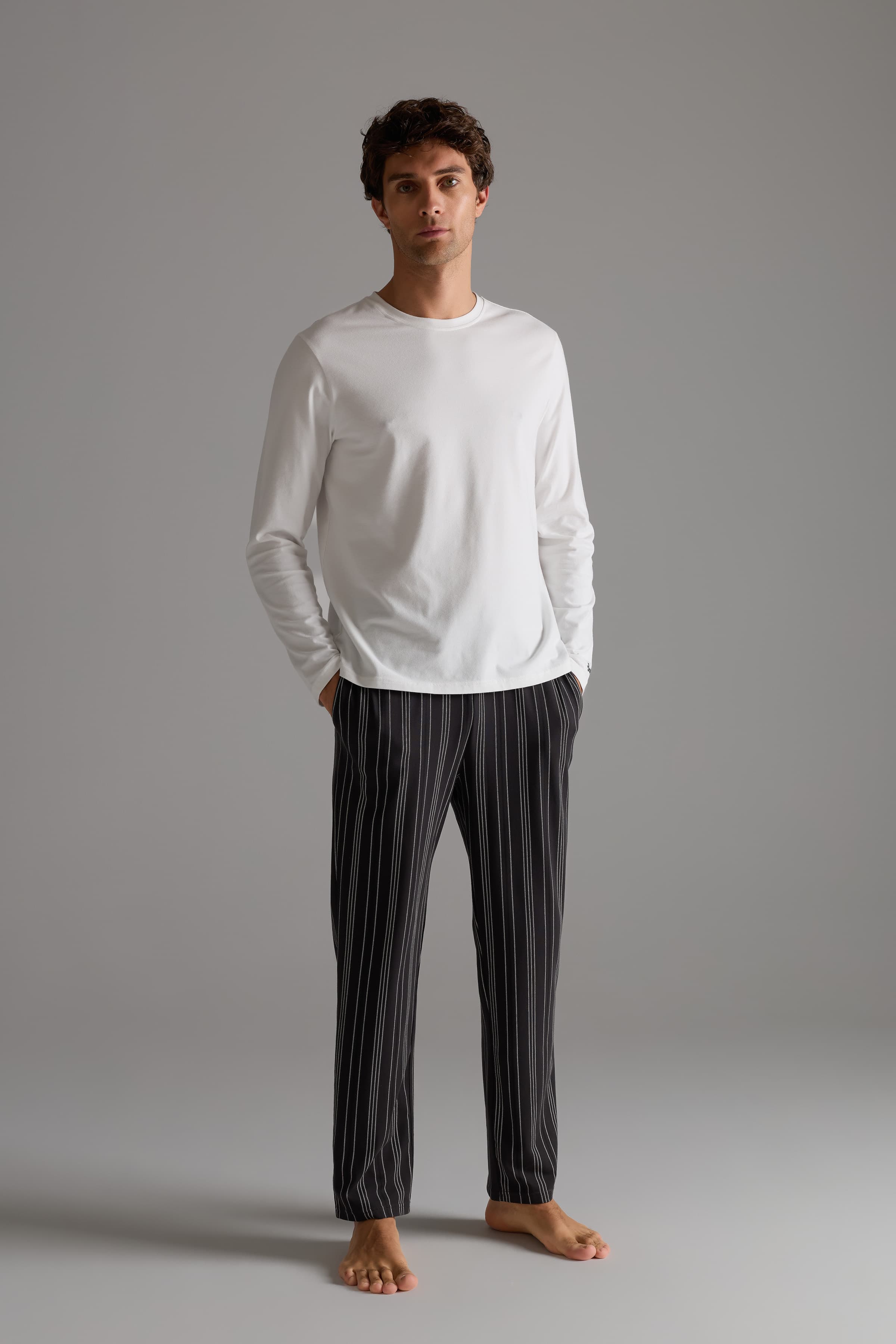 Men's Ecru Cotton Pajama Set — view 2