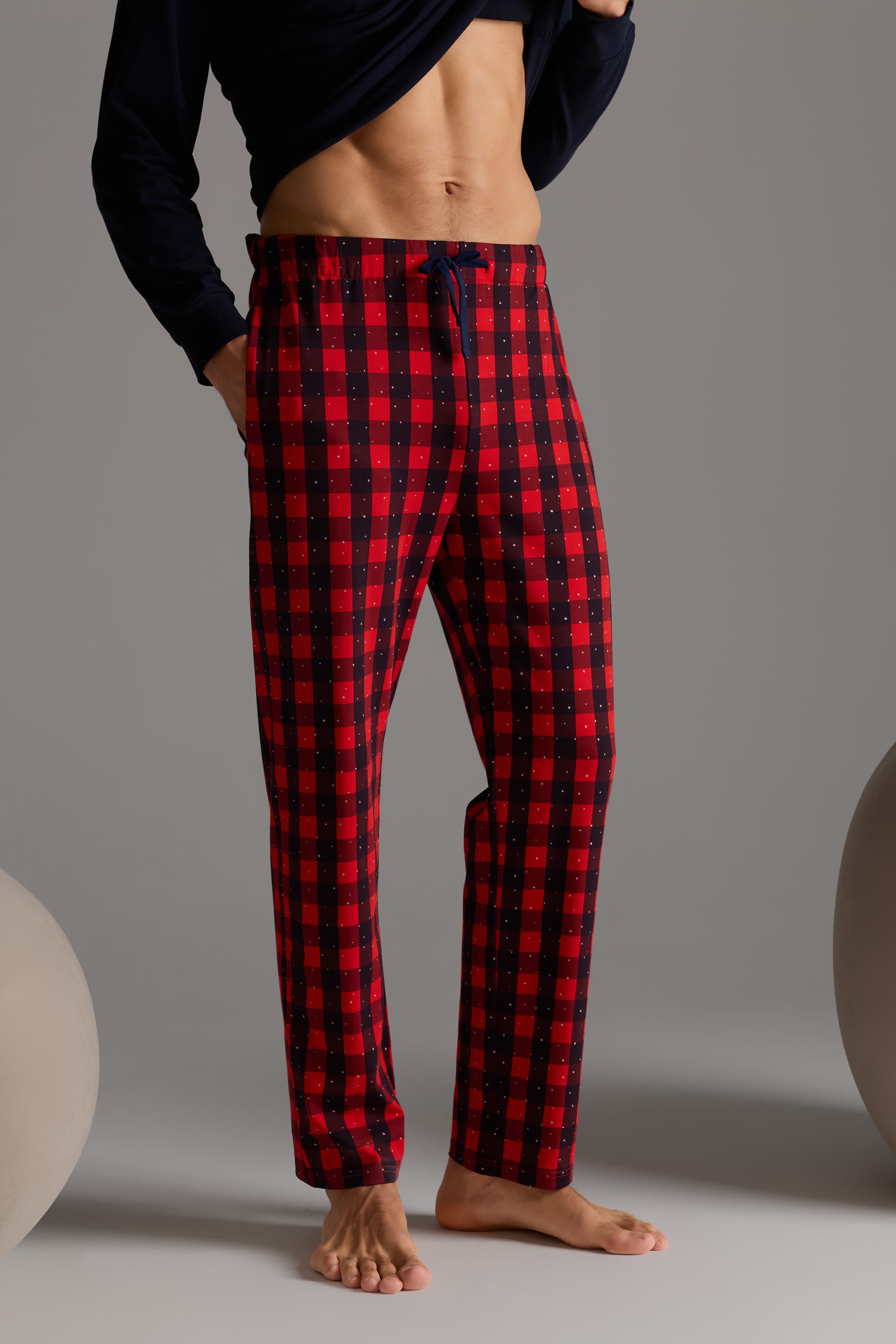 Men's Navy Cotton Pajama Set — view 4