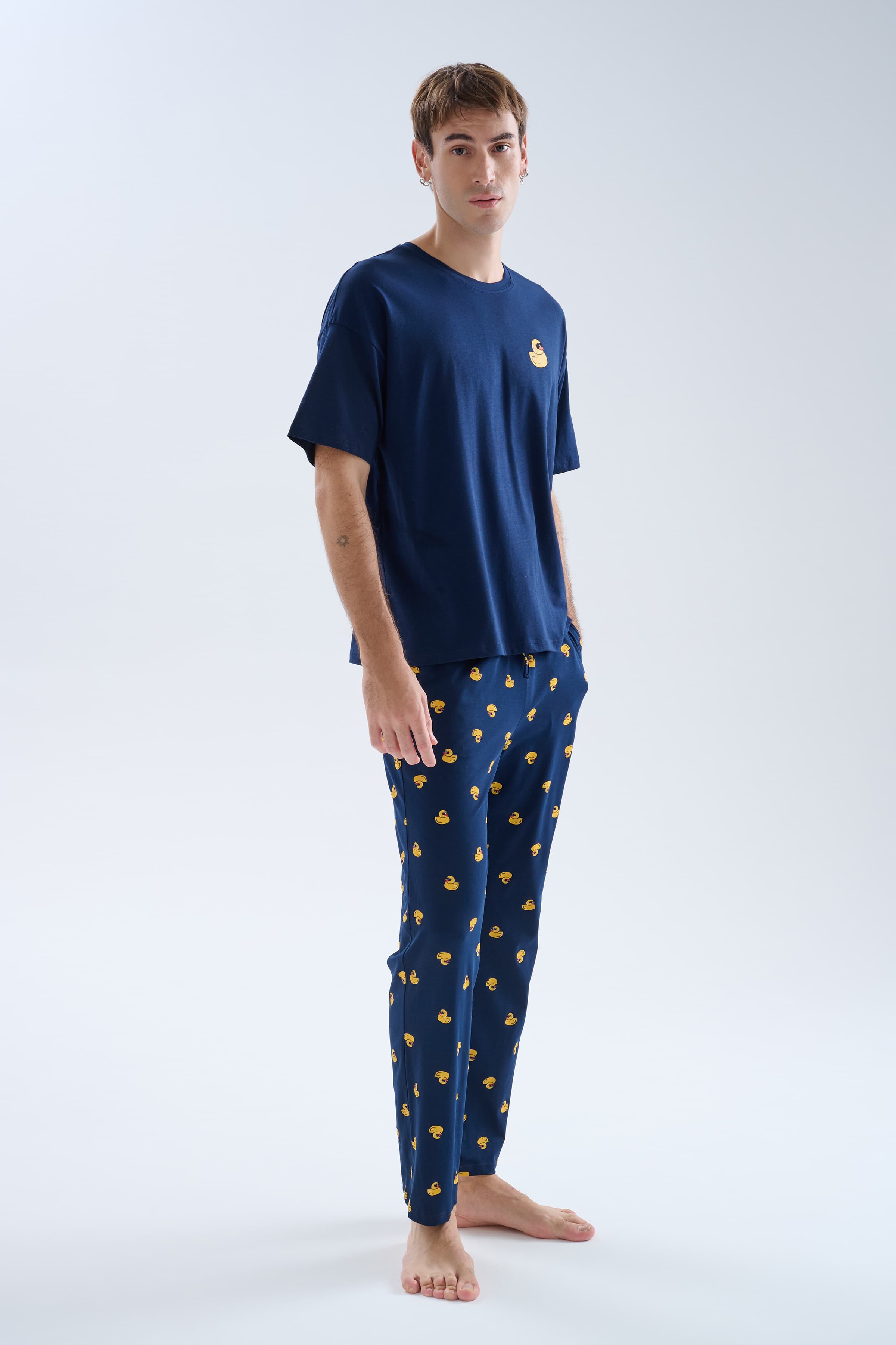 Men's Navy Cotton Pajama Set — view 1
