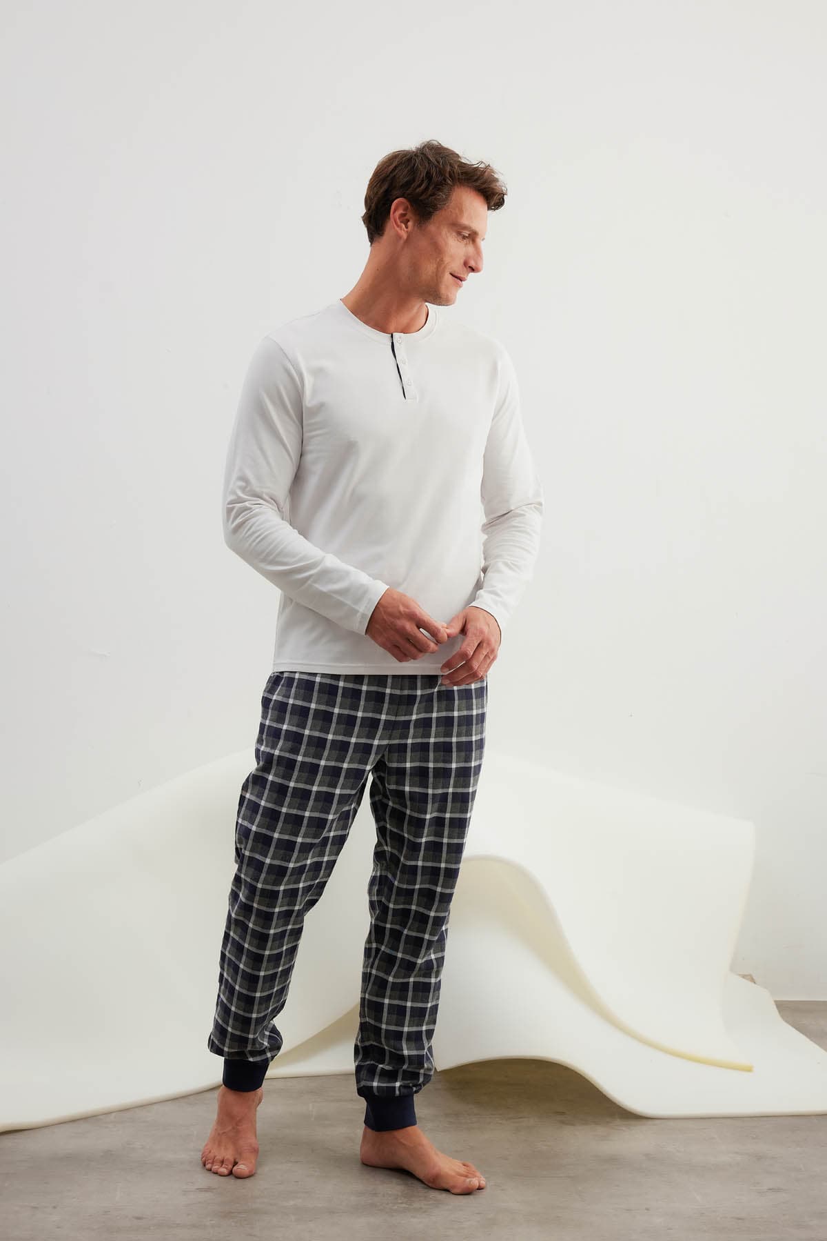 Men's Neutral Cotton Pajama Set — view 2
