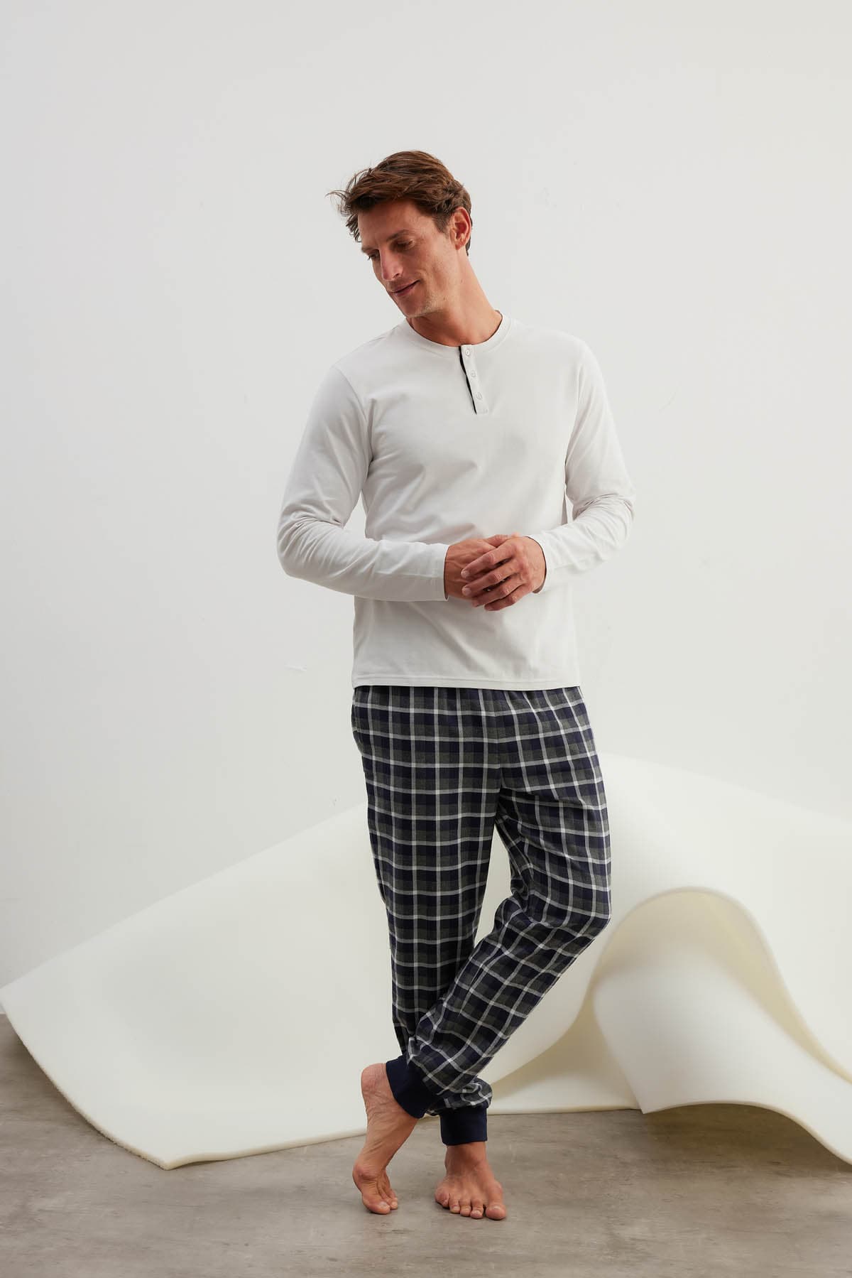 Men's Neutral Cotton Pajama Set — view 4