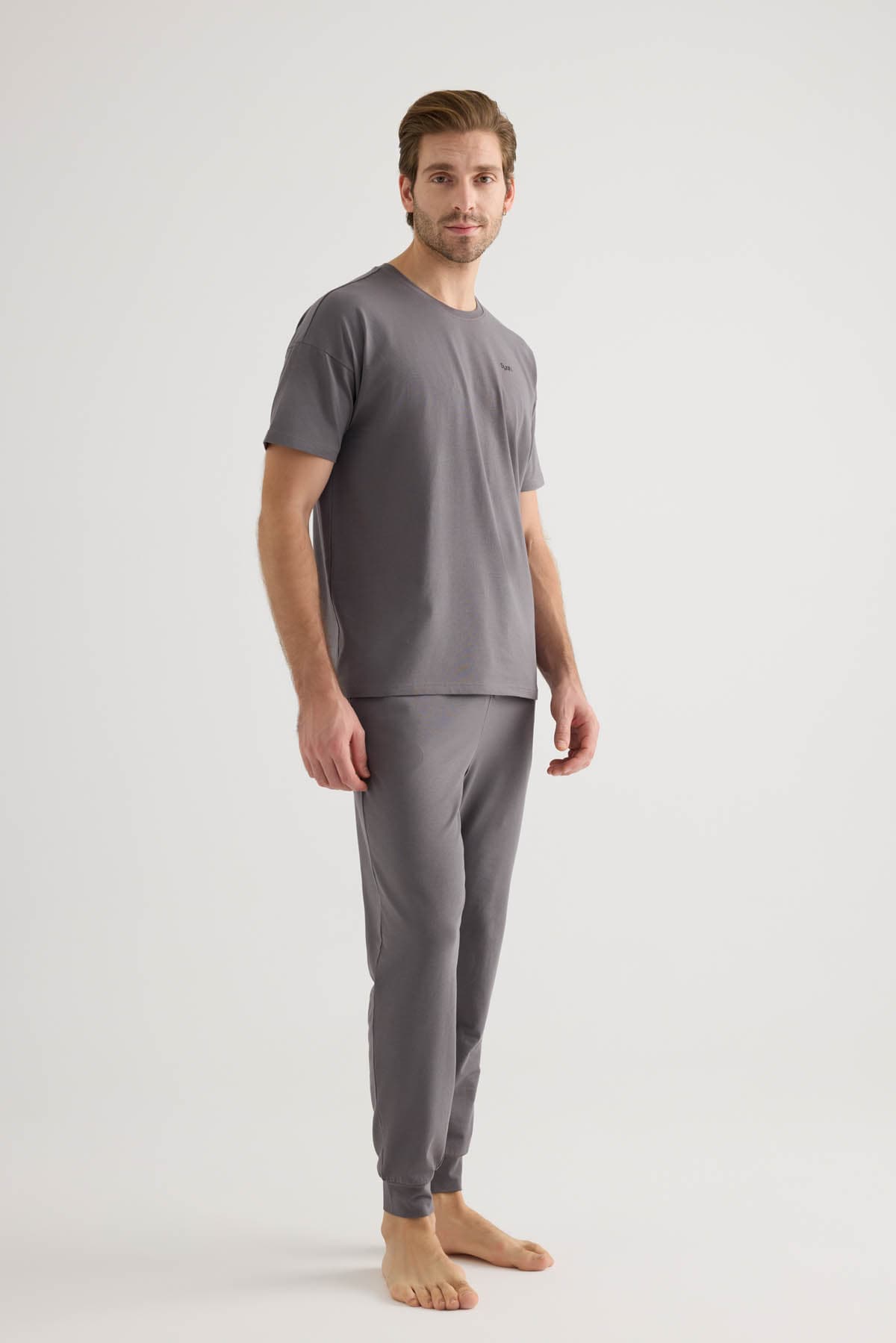 Men's Neutral Cotton Pajama Set — view 3