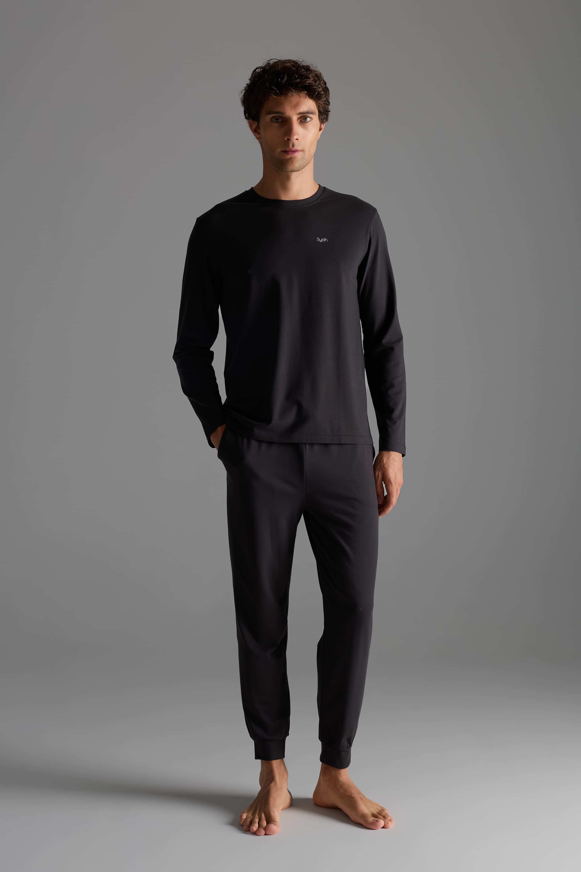 Men's Neutral Cotton Pajama Set — view 1