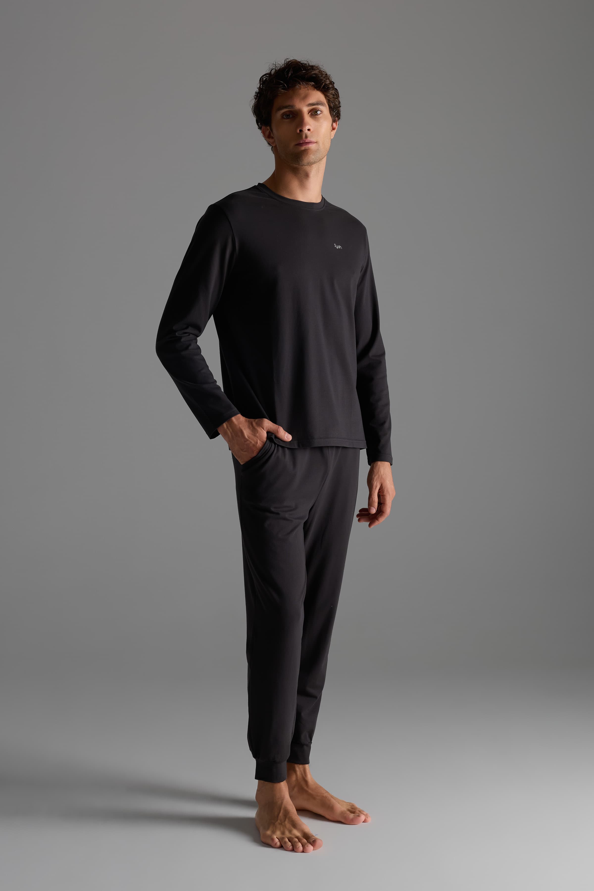 Men's Neutral Cotton Pajama Set — view 2