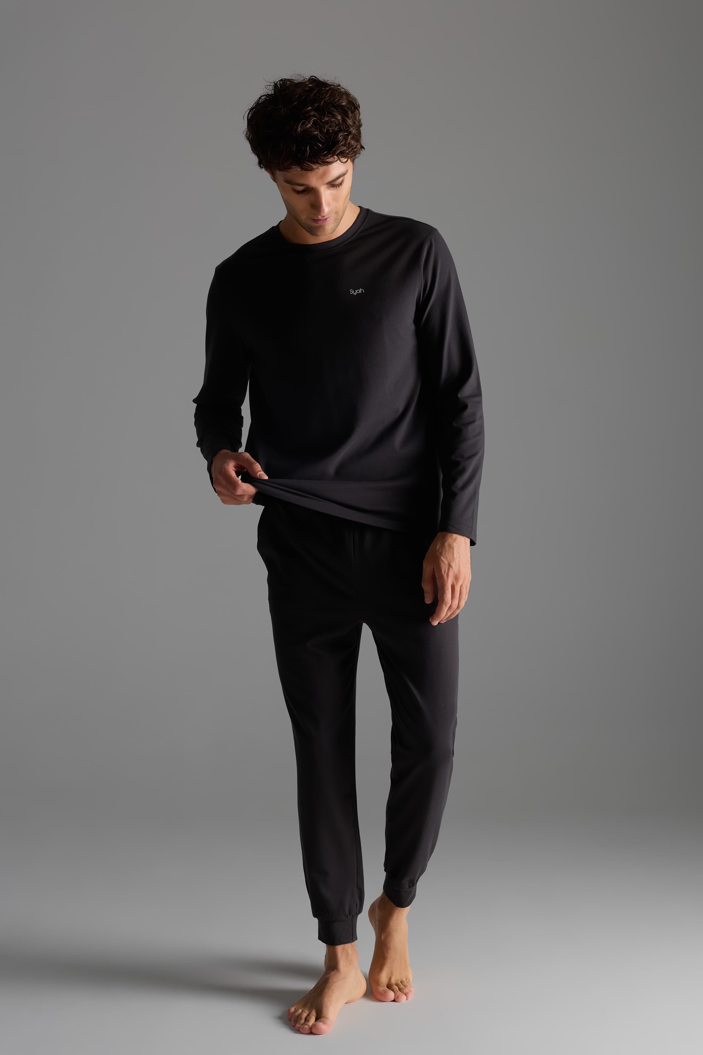 Men's Neutral Cotton Pajama Set — view 3