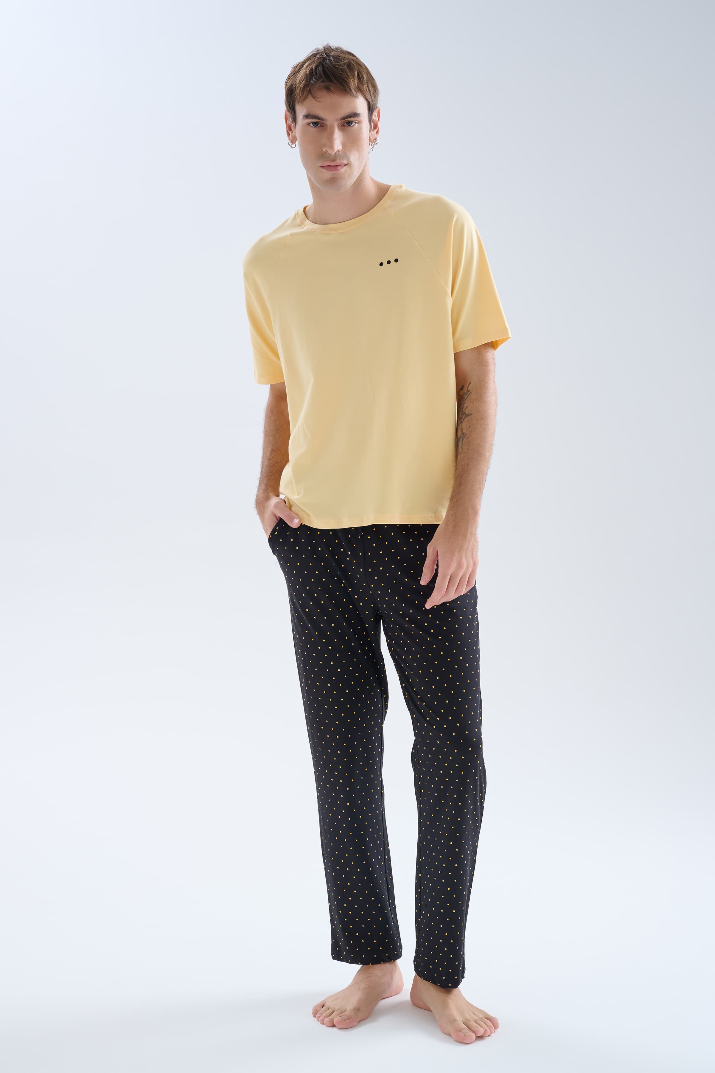Men's Neutral Cotton Pajama Set — view 2