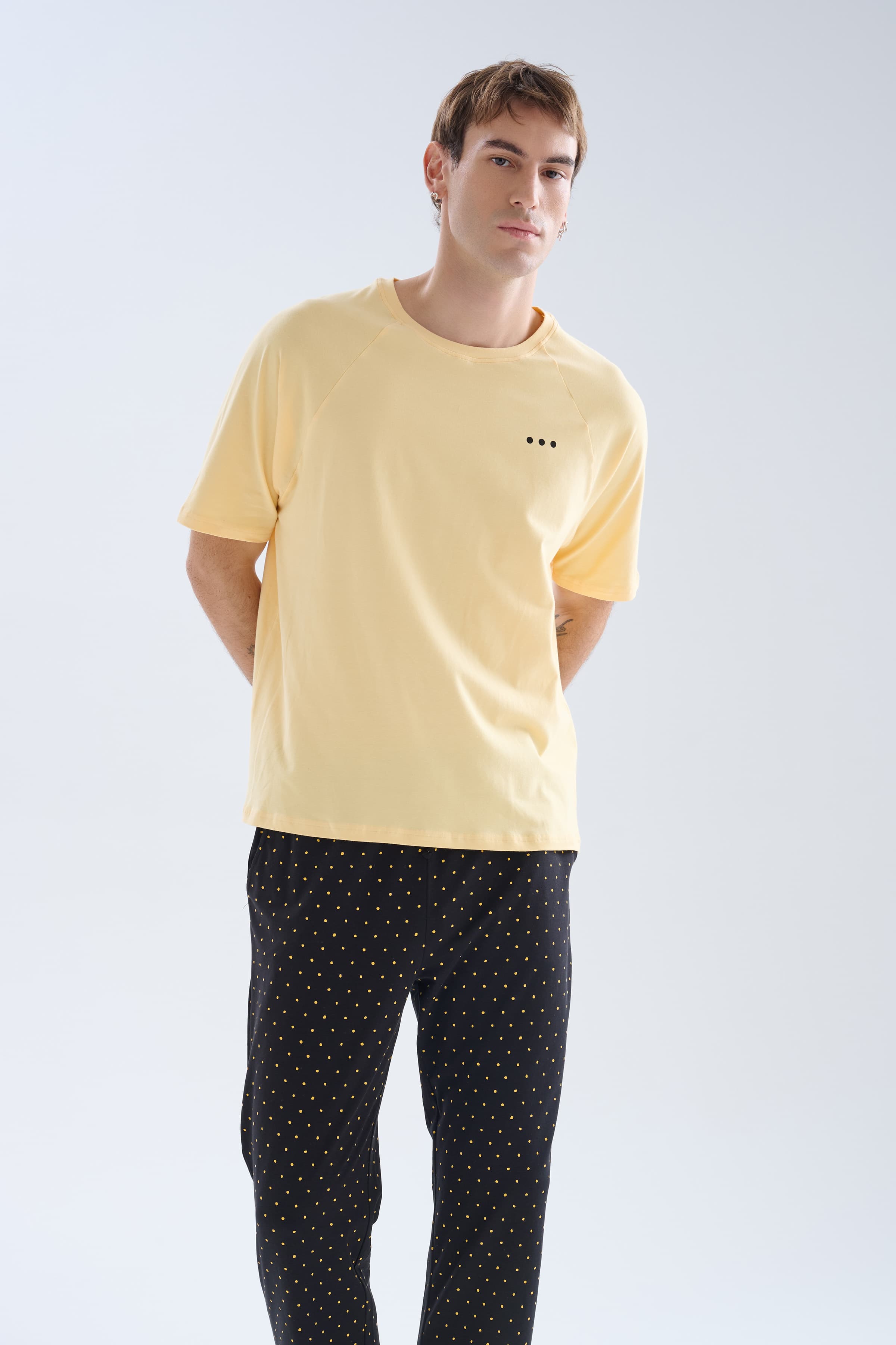Men's Neutral Cotton Pajama Set — view 3