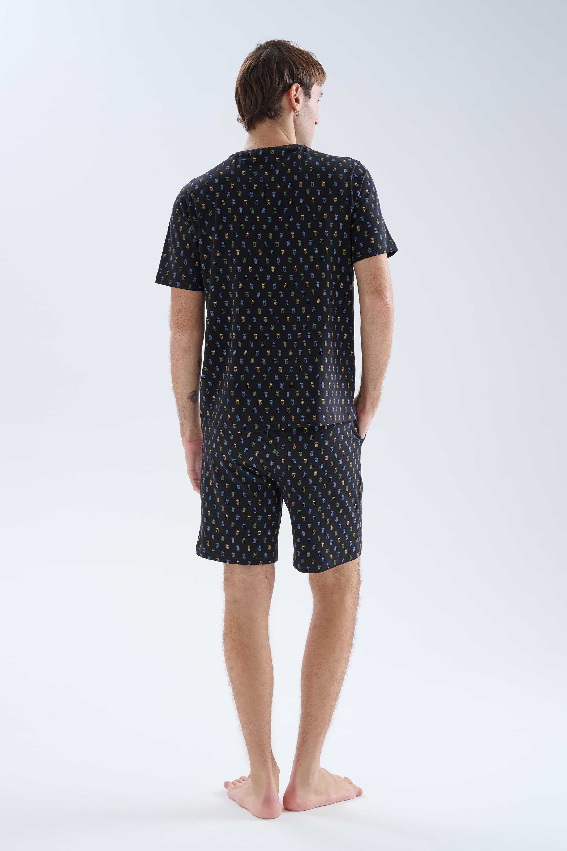 Men's Neutral Printed Cotton Pajama Set — view 1