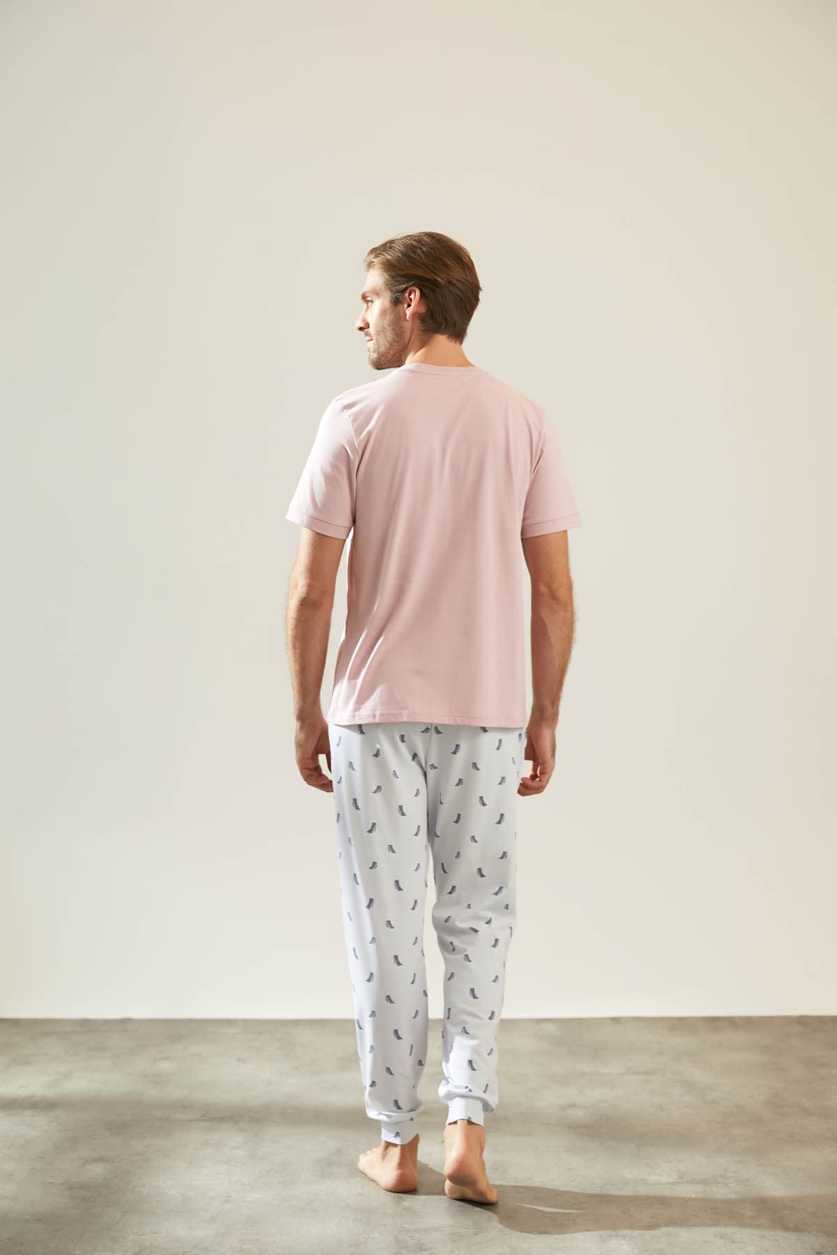 Men's Pink Cotton Pajama Set — view 4