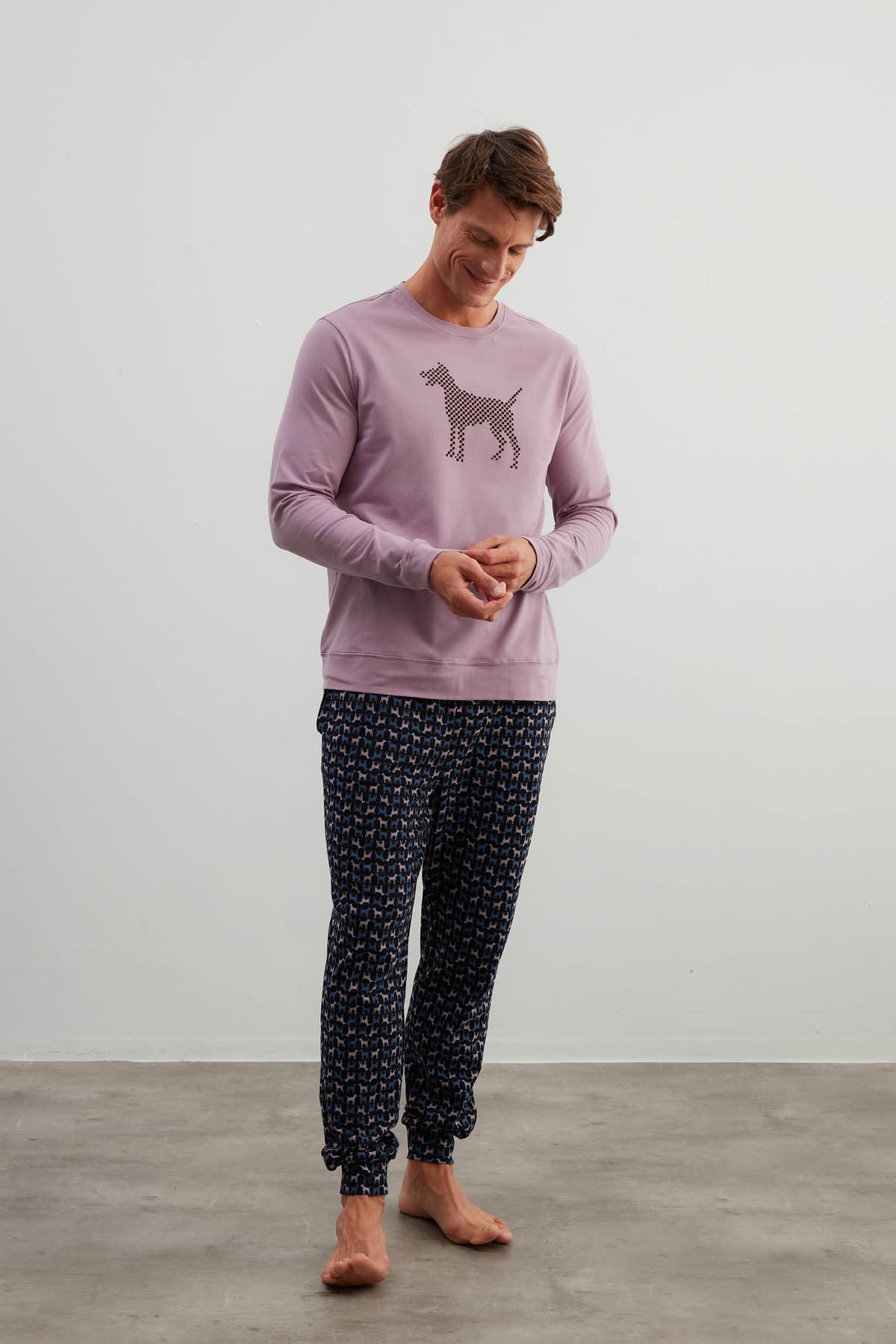 Men's Pink Cotton Pajama Set — view 2