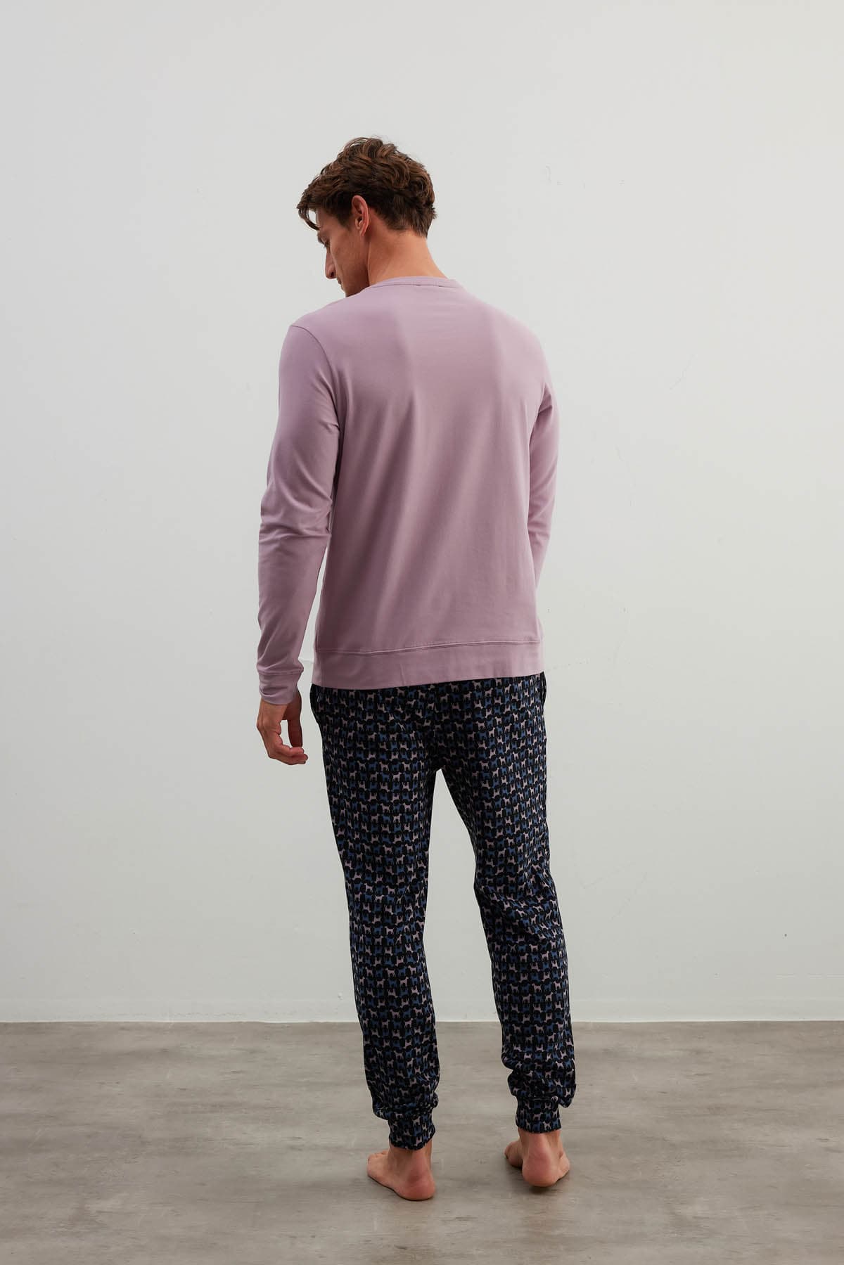 Men's Pink Cotton Pajama Set — view 4