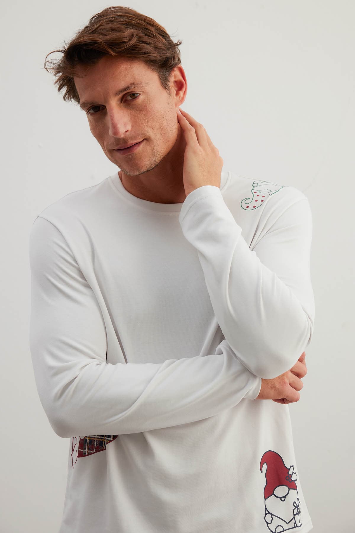 Men's Ecru Cotton Pajama Top — view 1