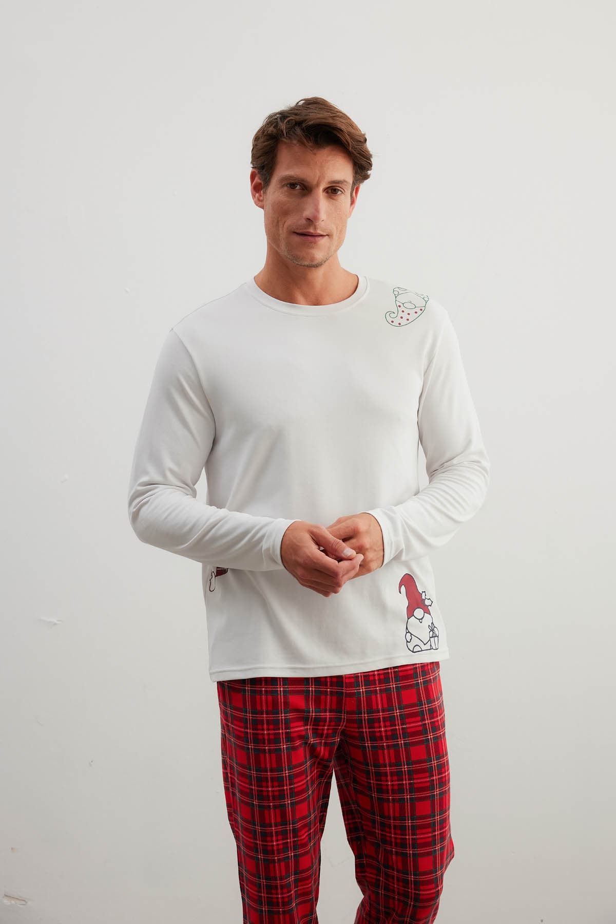 Men's Ecru Cotton Pajama Top — view 2
