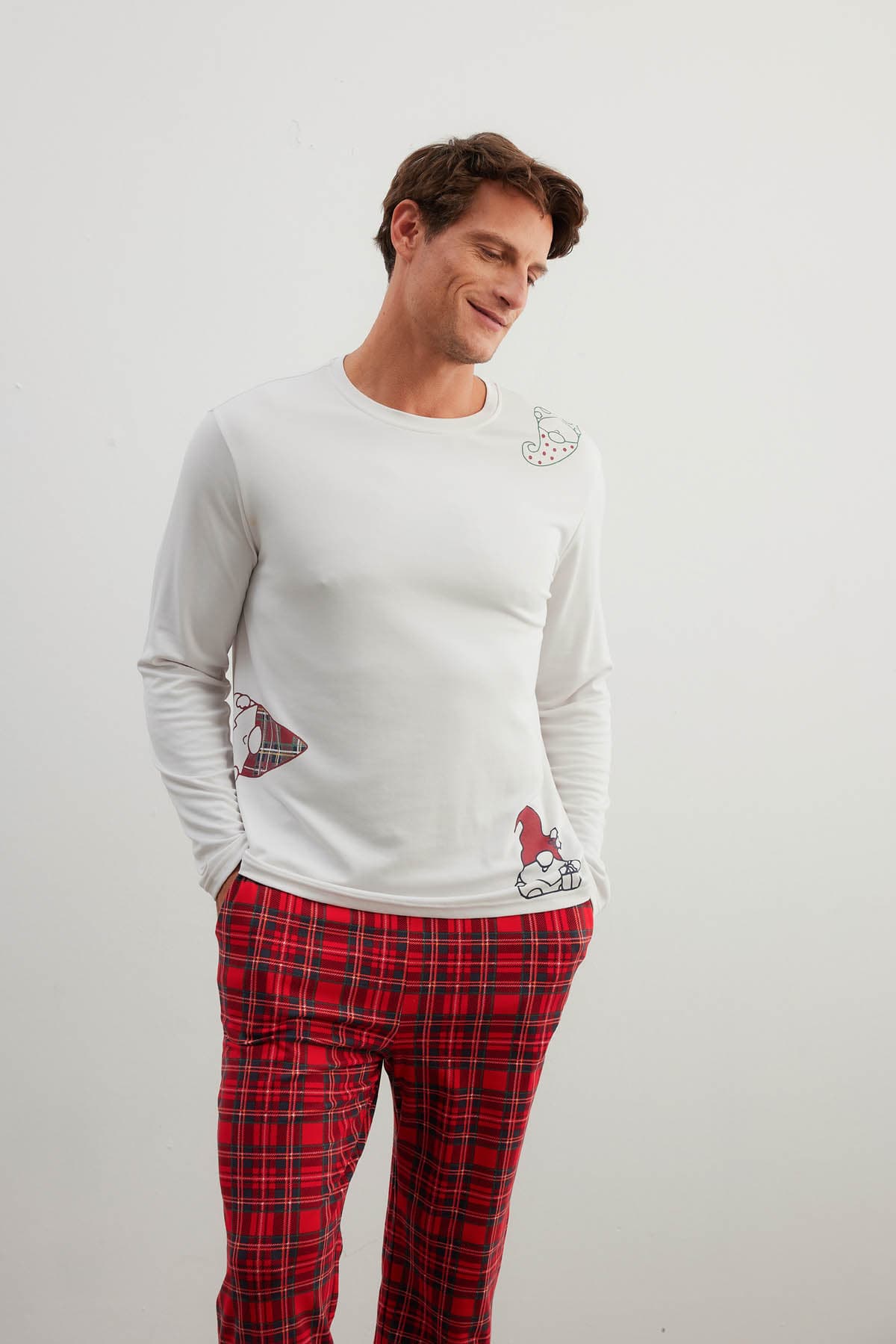 Men's Ecru Cotton Pajama Top — view 3