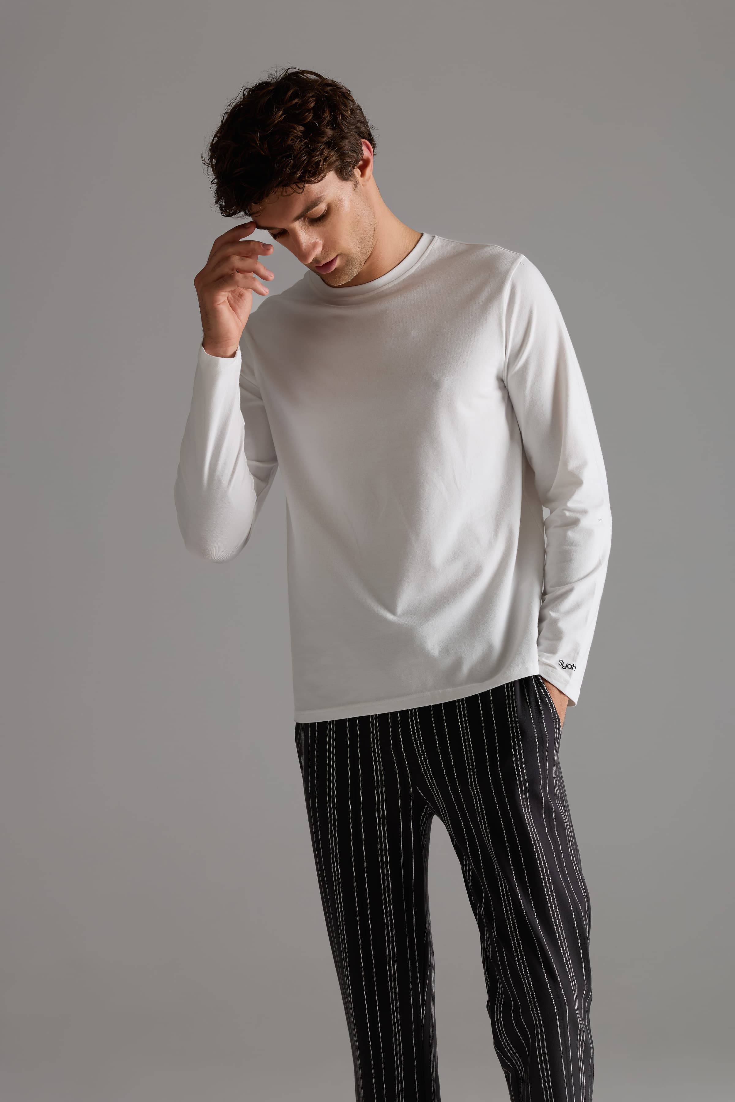 Men's Ecru Cotton Pajama Top — view 2