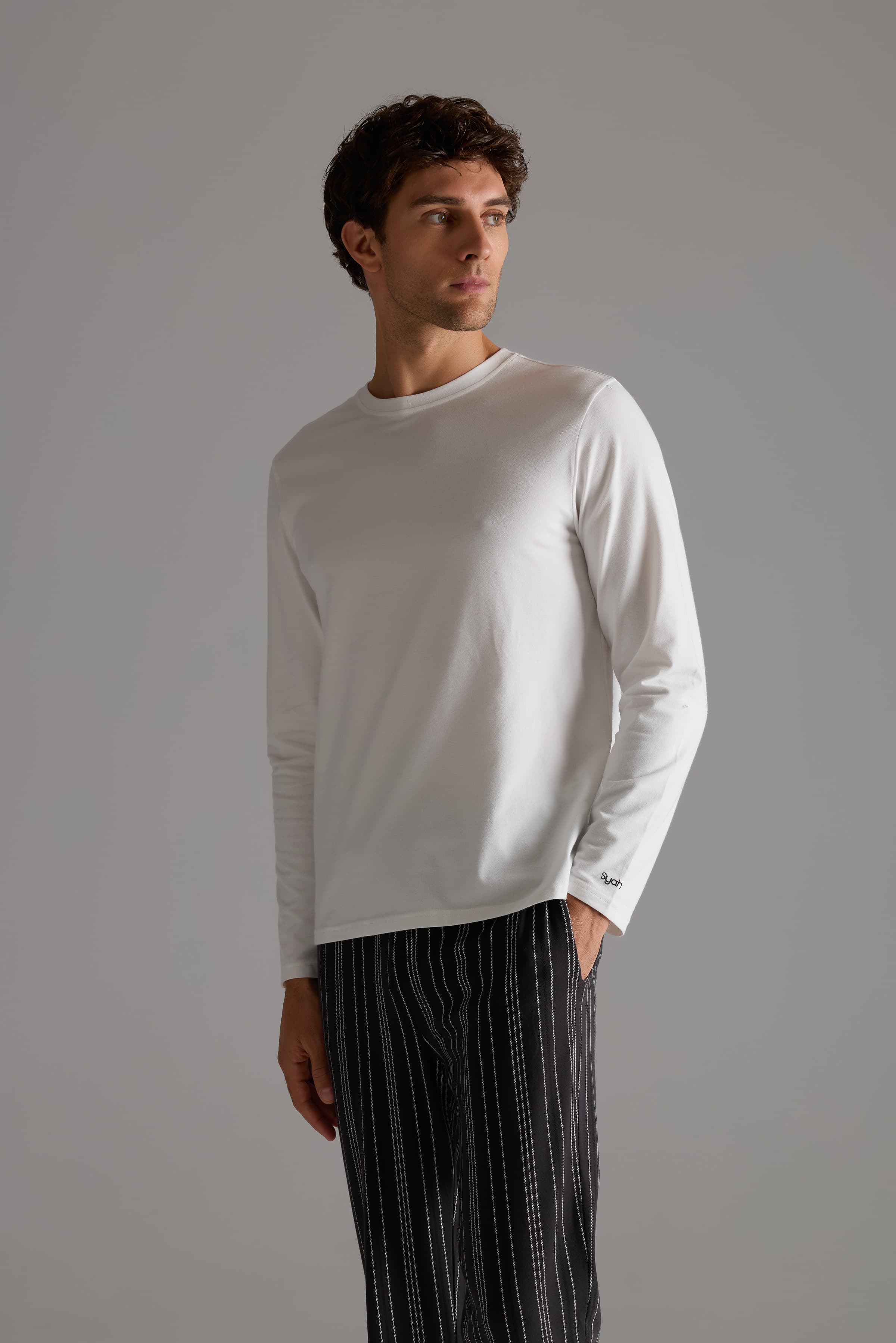 Men's Ecru Cotton Pajama Top — view 4