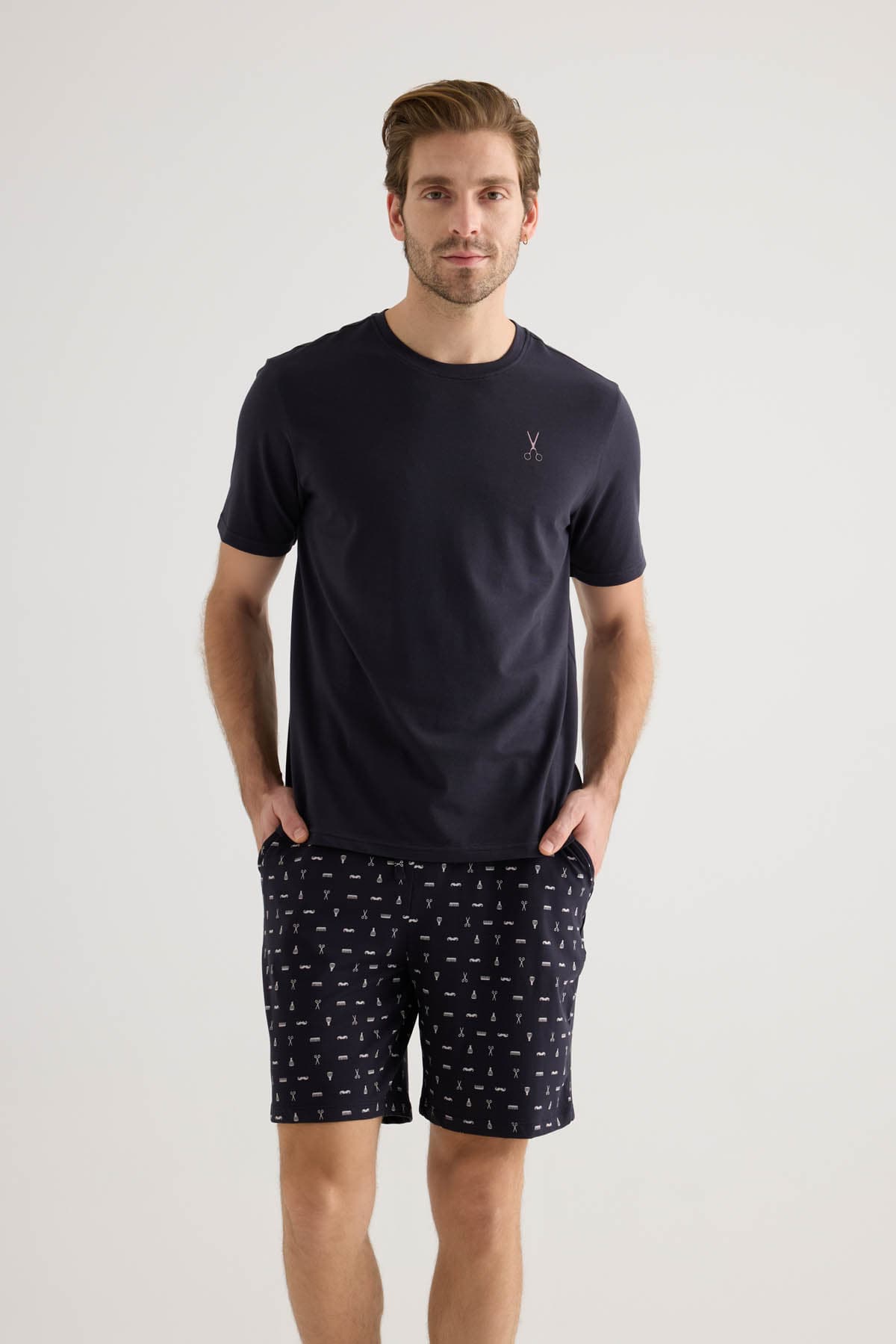 Men's Navy Cotton Pajama Top — view 1