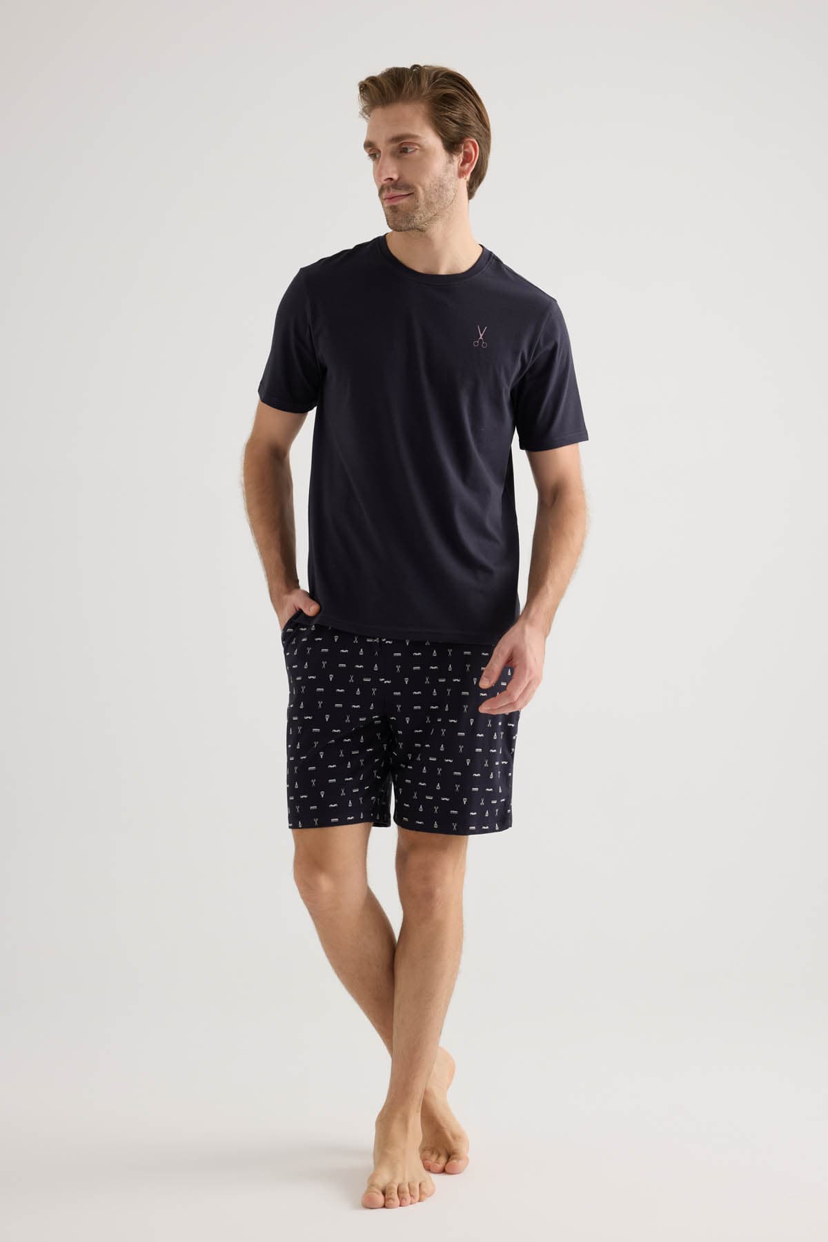 Men's Navy Cotton Pajama Top — view 3