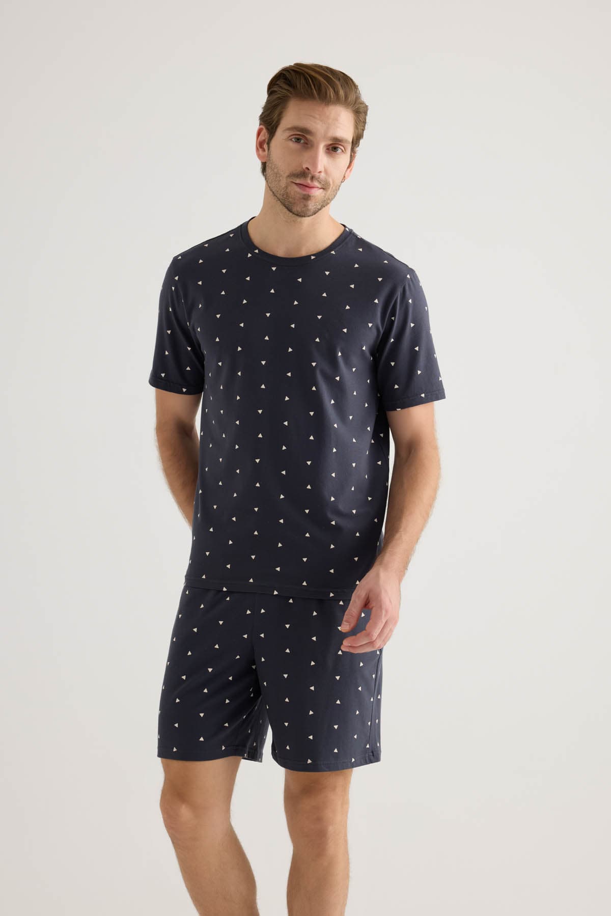 Men's Neutral Printed Cotton Pajama Top — view 3