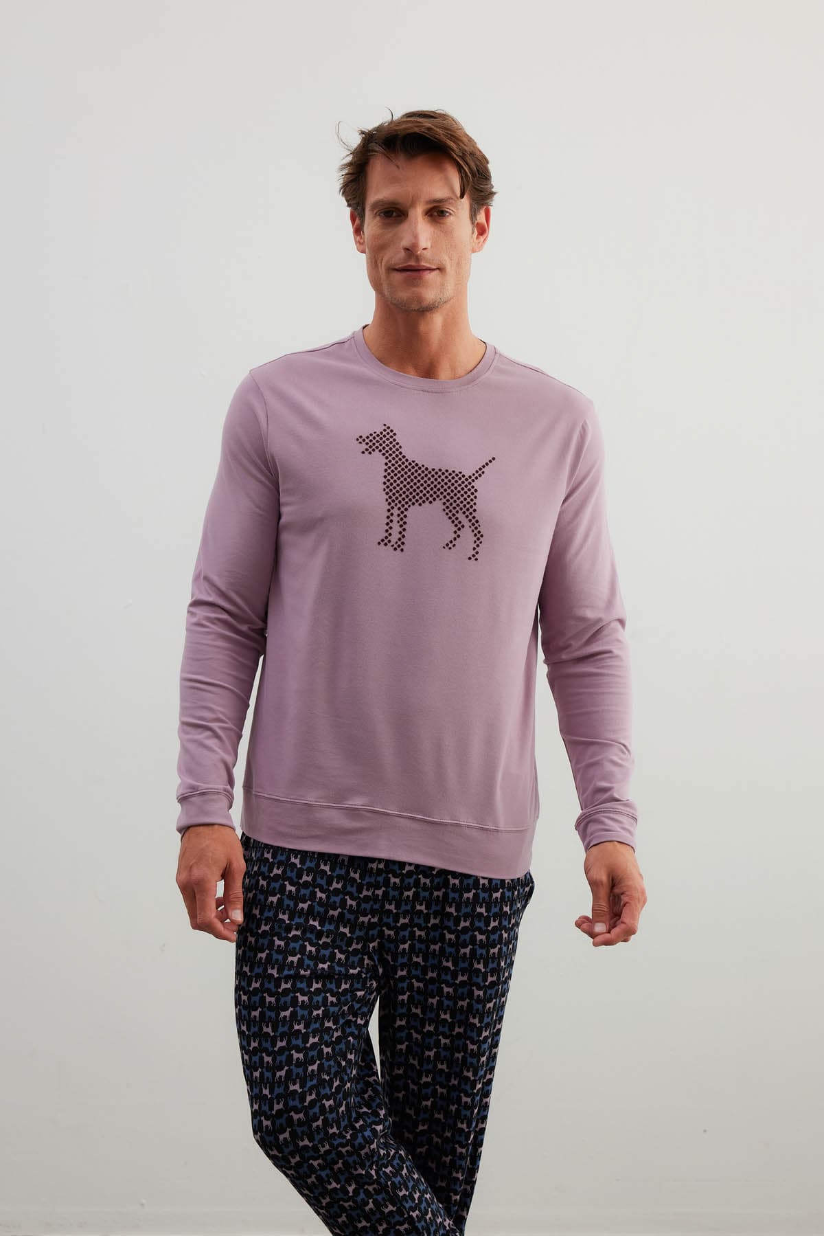 Men's Pink Cotton Pajama Top — view 1