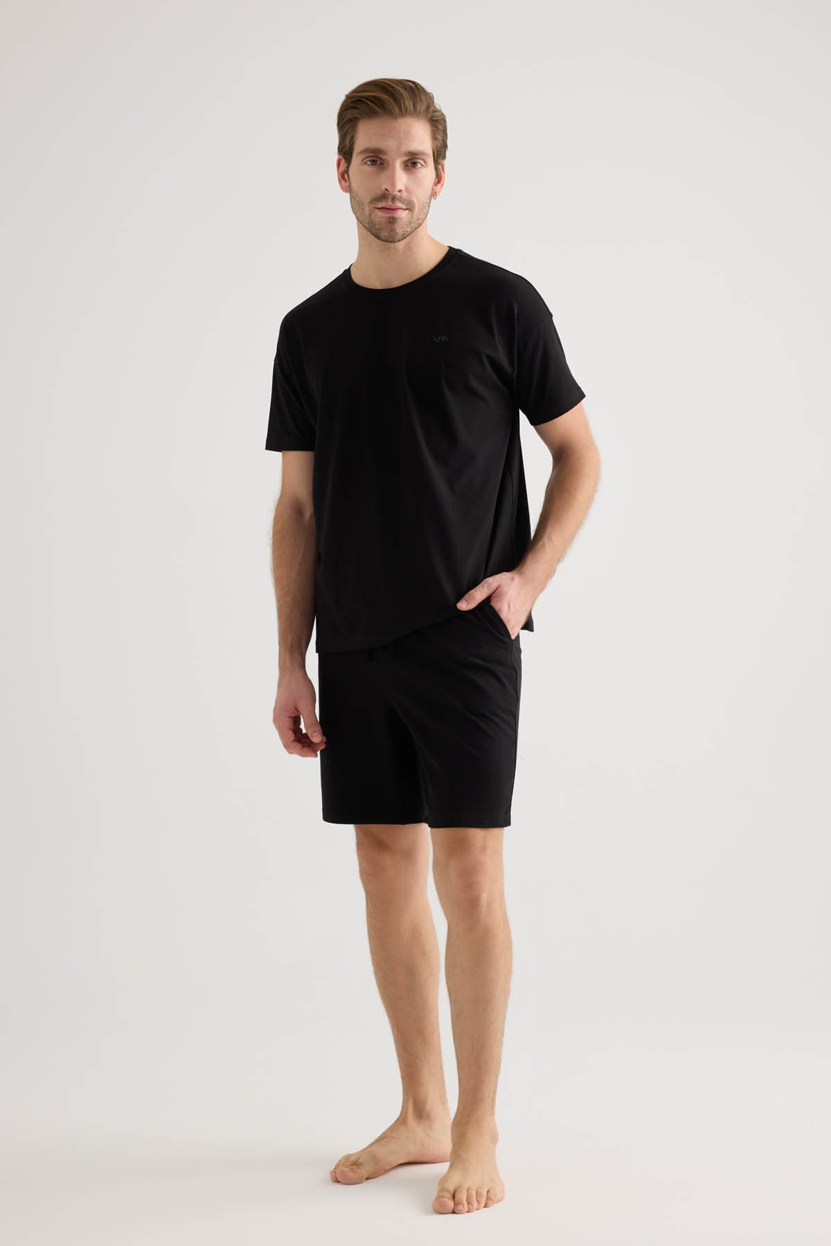 Men's Black Cotton Shorts — view 2